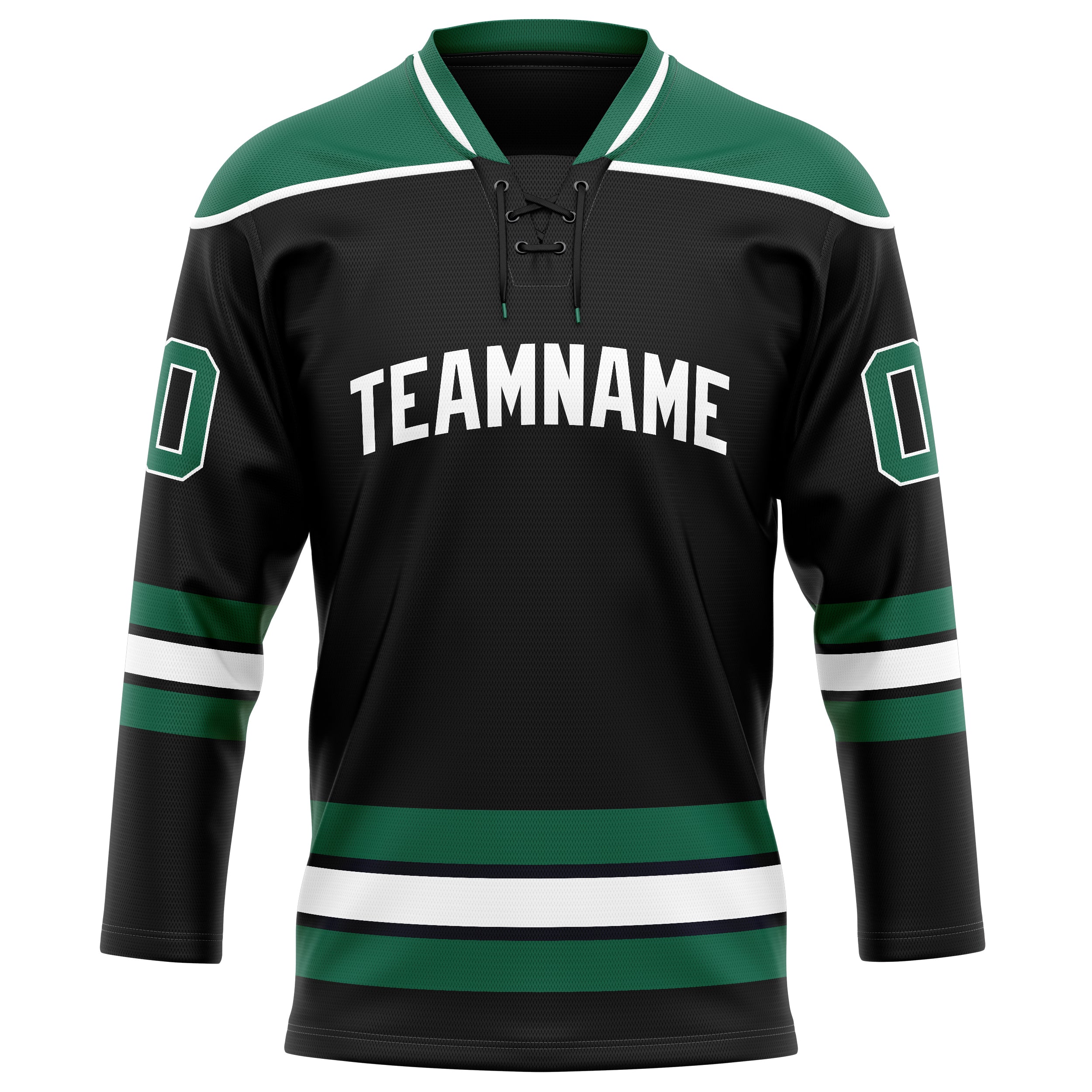 Maillot de hockey personnalisé noir et vert Kelly uni