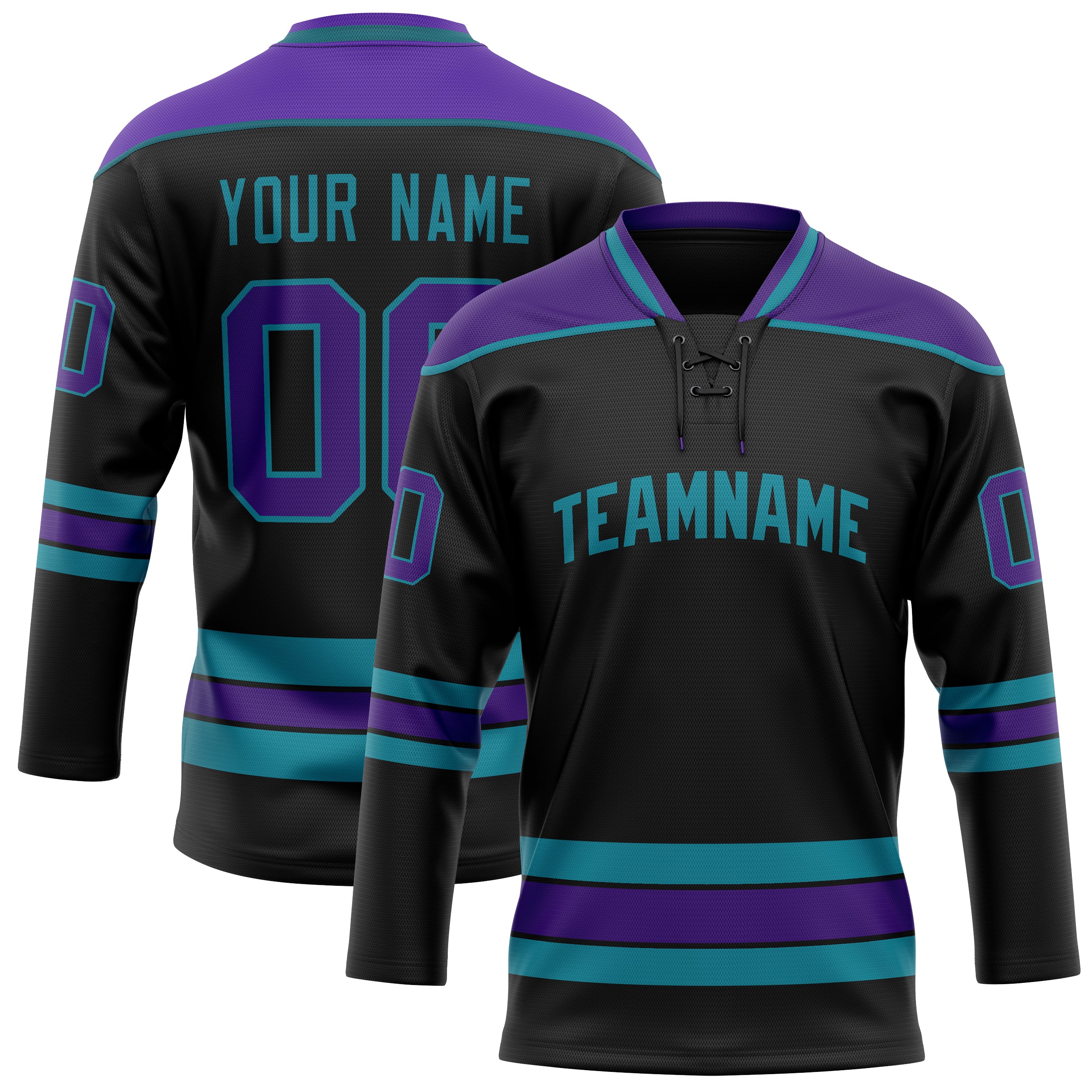 Maillot de hockey personnalisé noir et violet uni