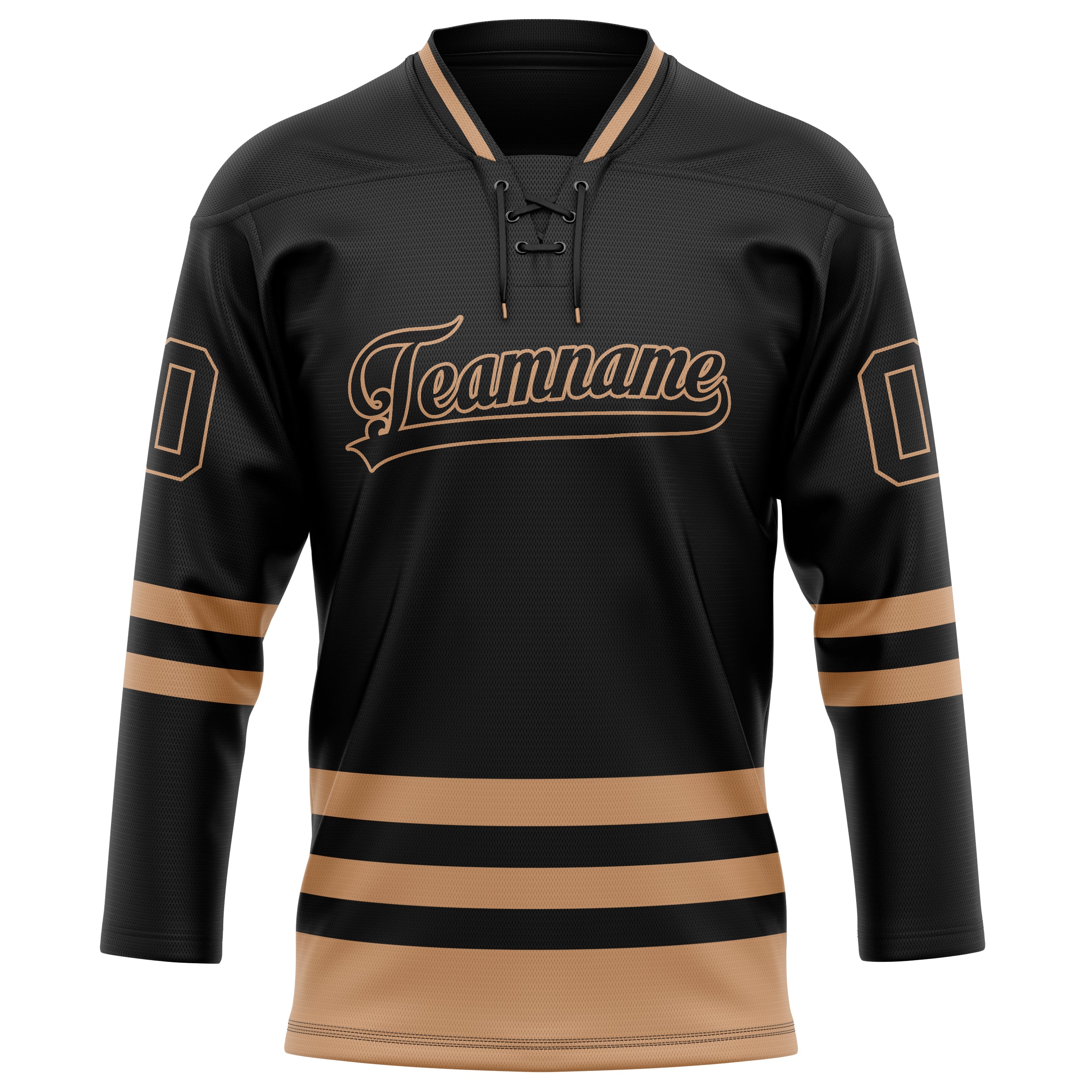 Maillot de hockey personnalisé noir et or uni
