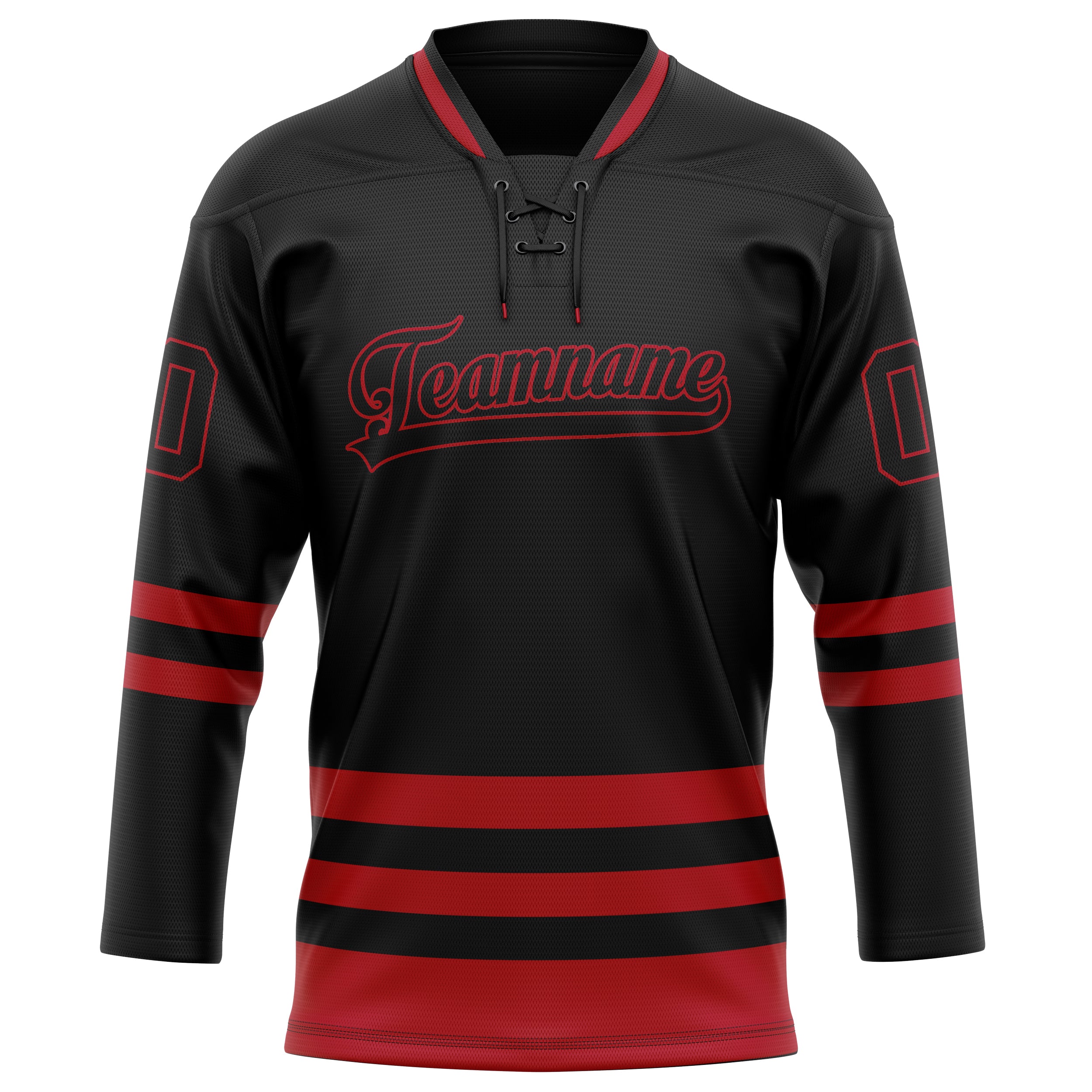 Maillot de hockey personnalisé noir et cramoisi uni