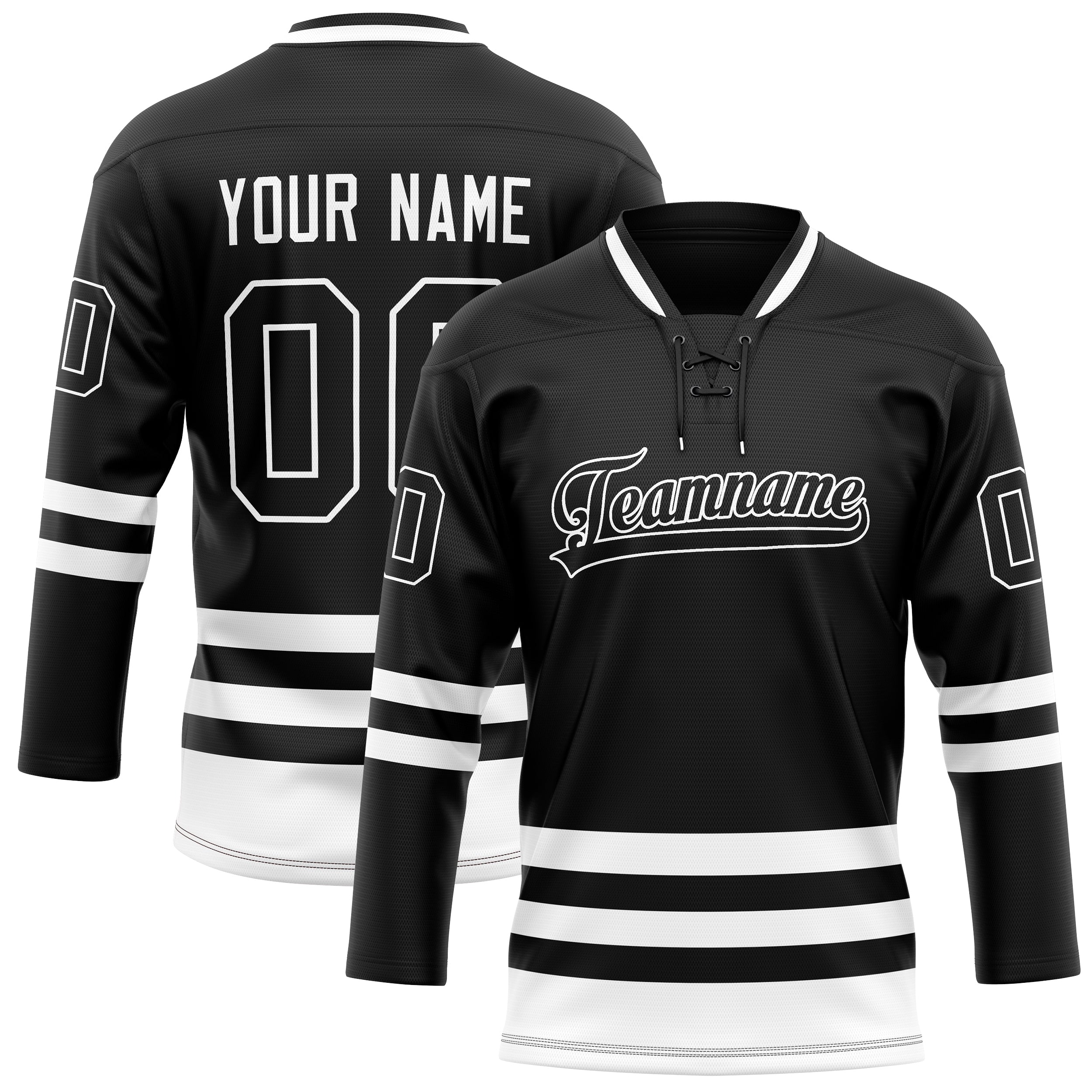 Maillot de hockey personnalisé noir et blanc uni