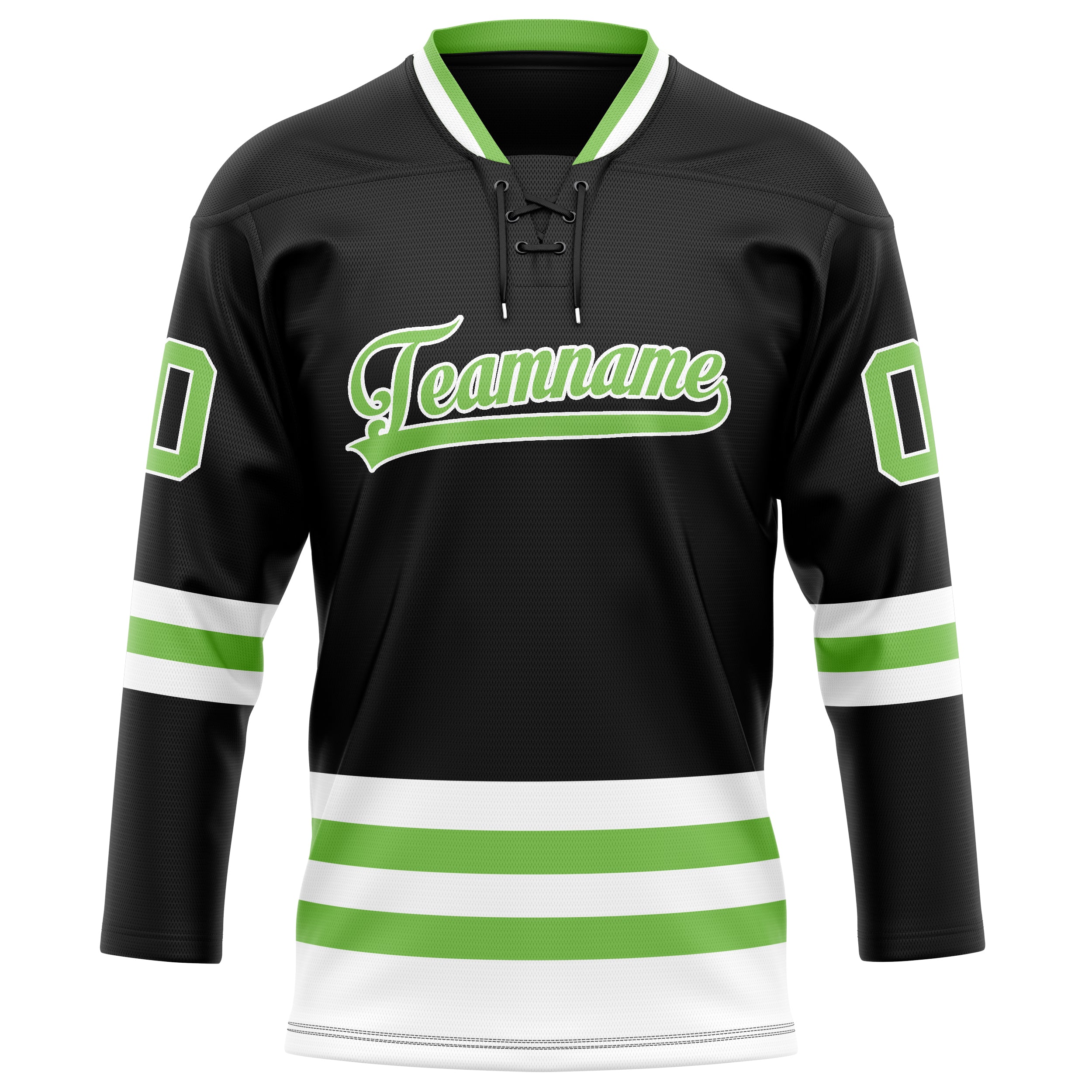 Maillot de hockey personnalisé noir et vert fluo uni