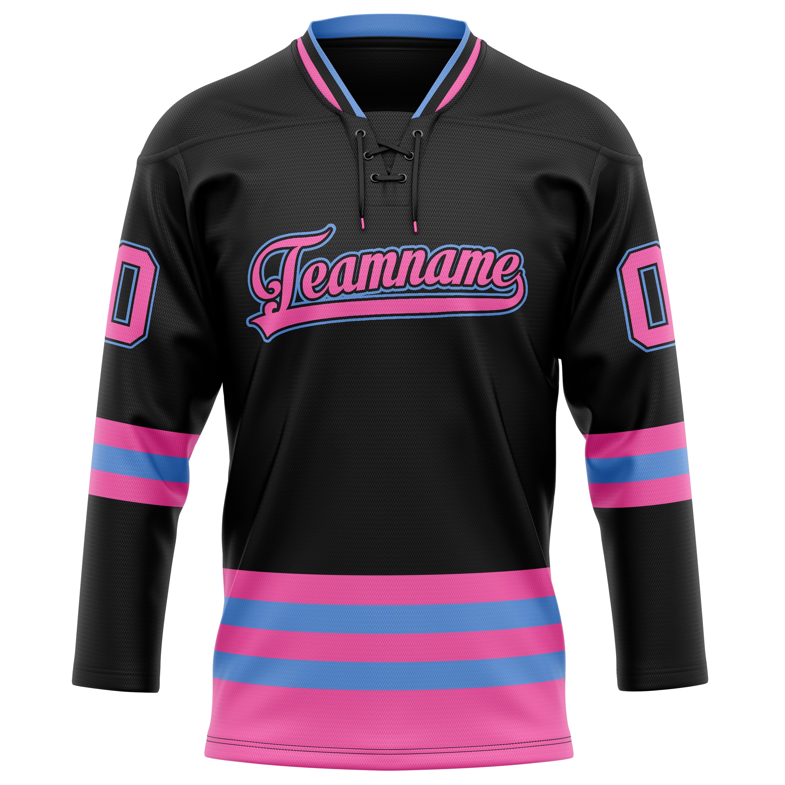 Maillot de hockey personnalisé noir et rose uni