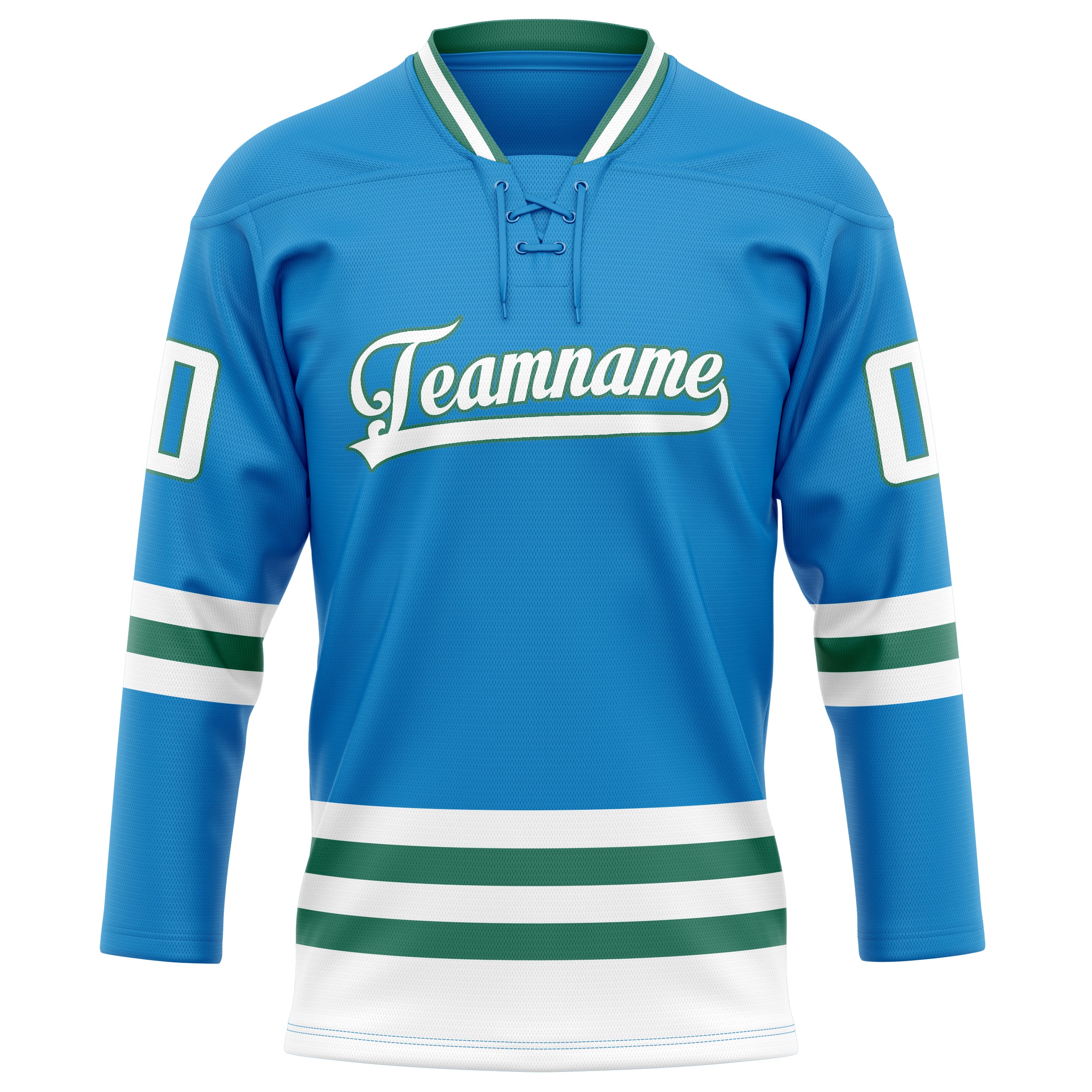 Maillot de hockey personnalisé bleu et vert Kelly uni