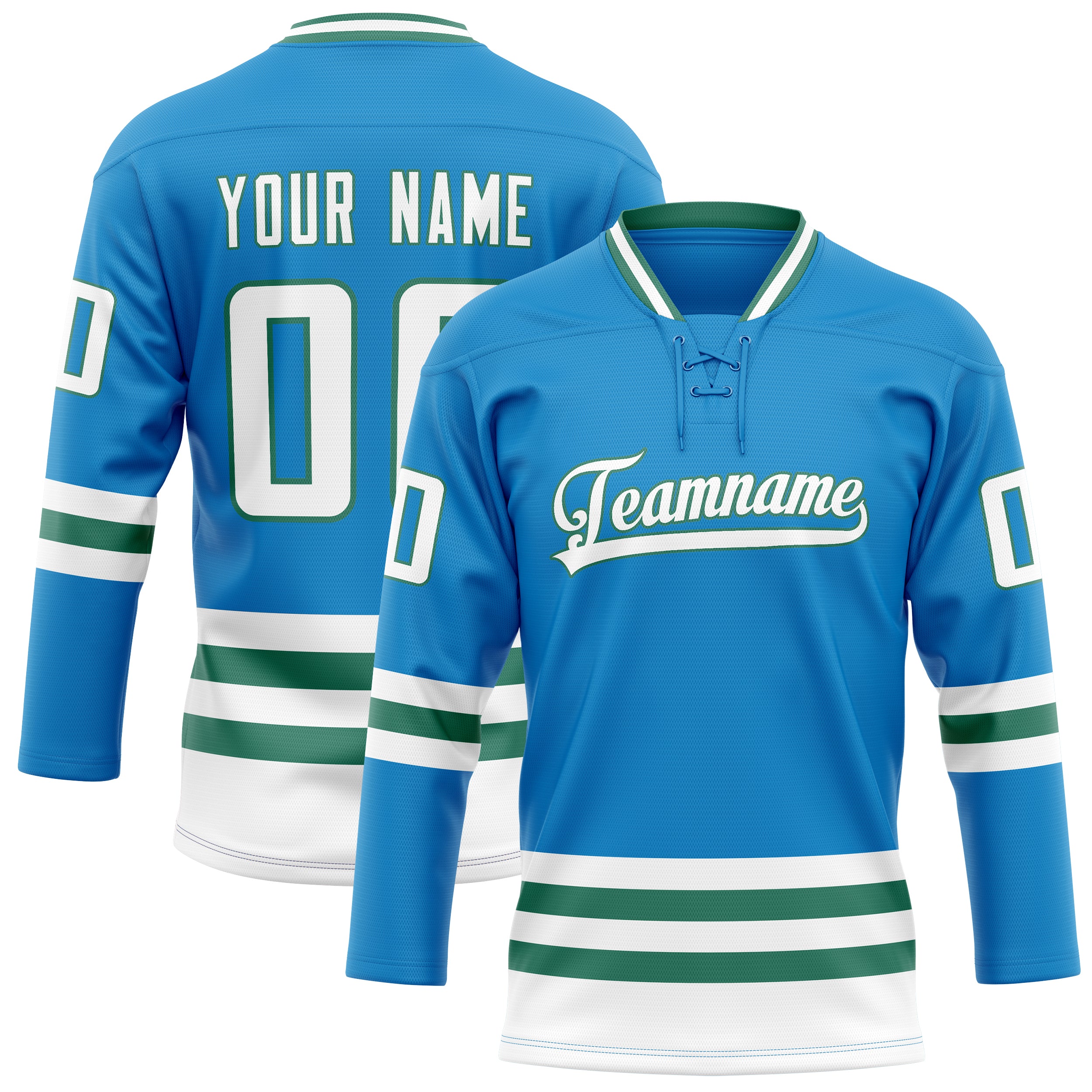 Maillot de hockey personnalisé bleu et vert Kelly uni
