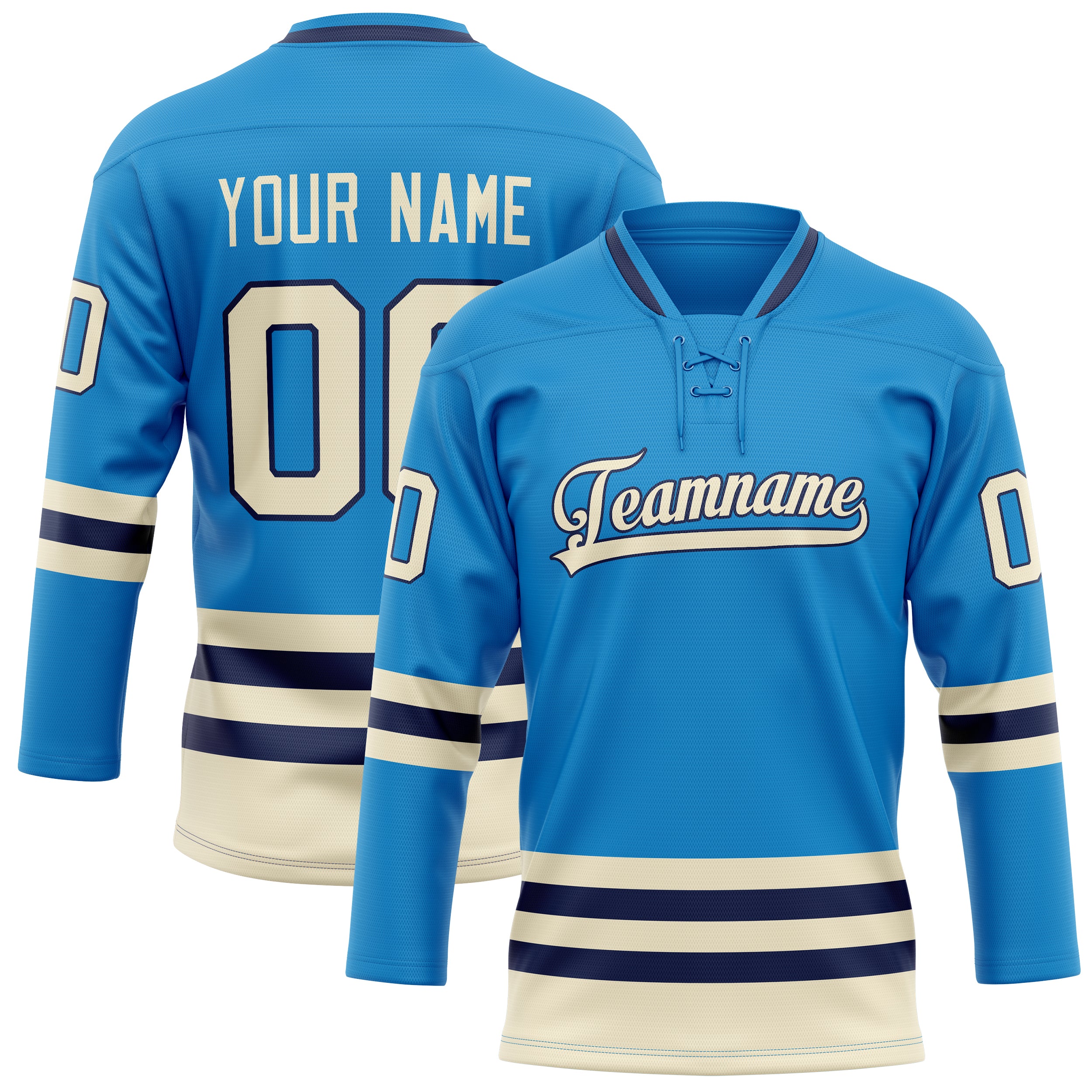 Maillot de hockey personnalisé bleu crème uni