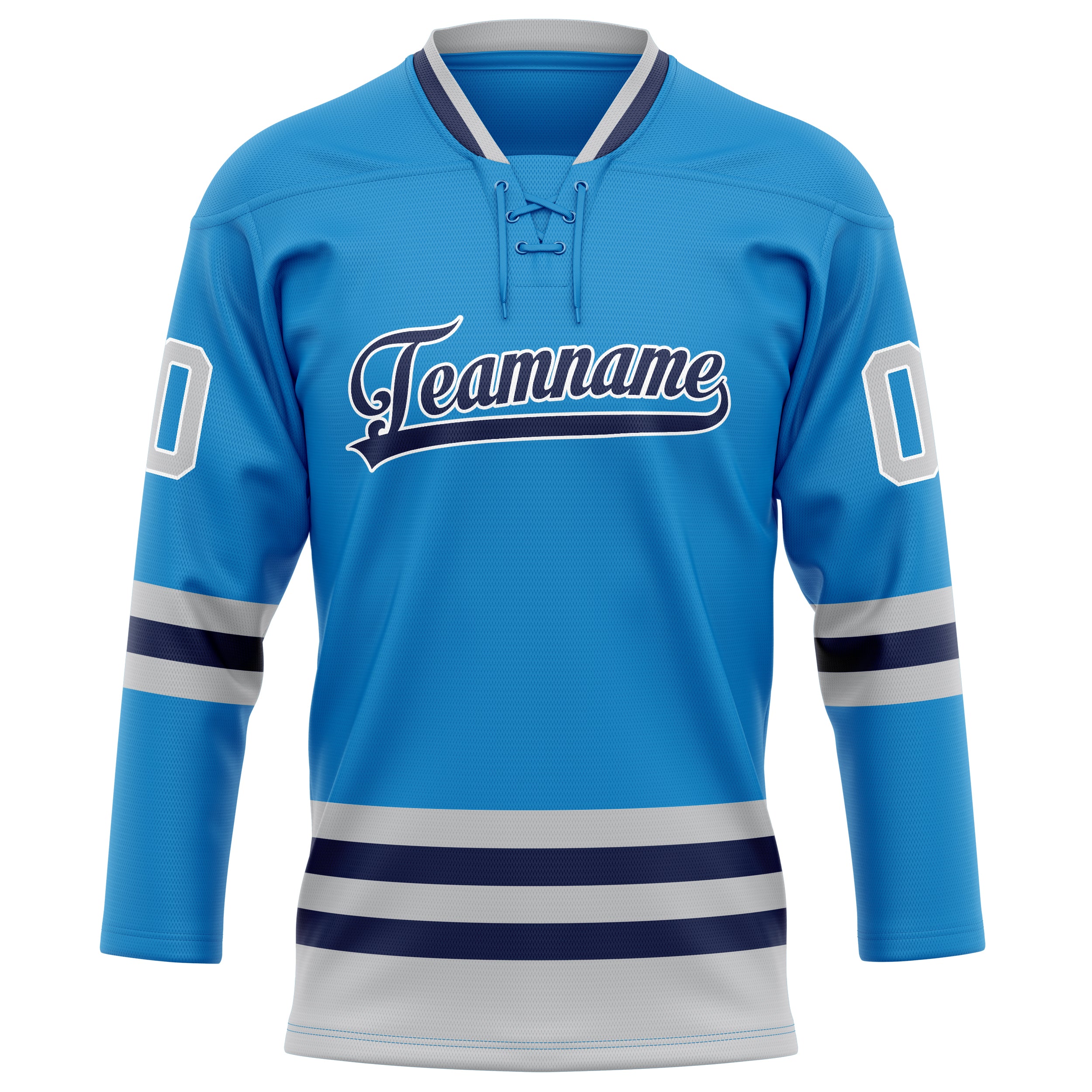Maillot de hockey personnalisé bleu et gris uni