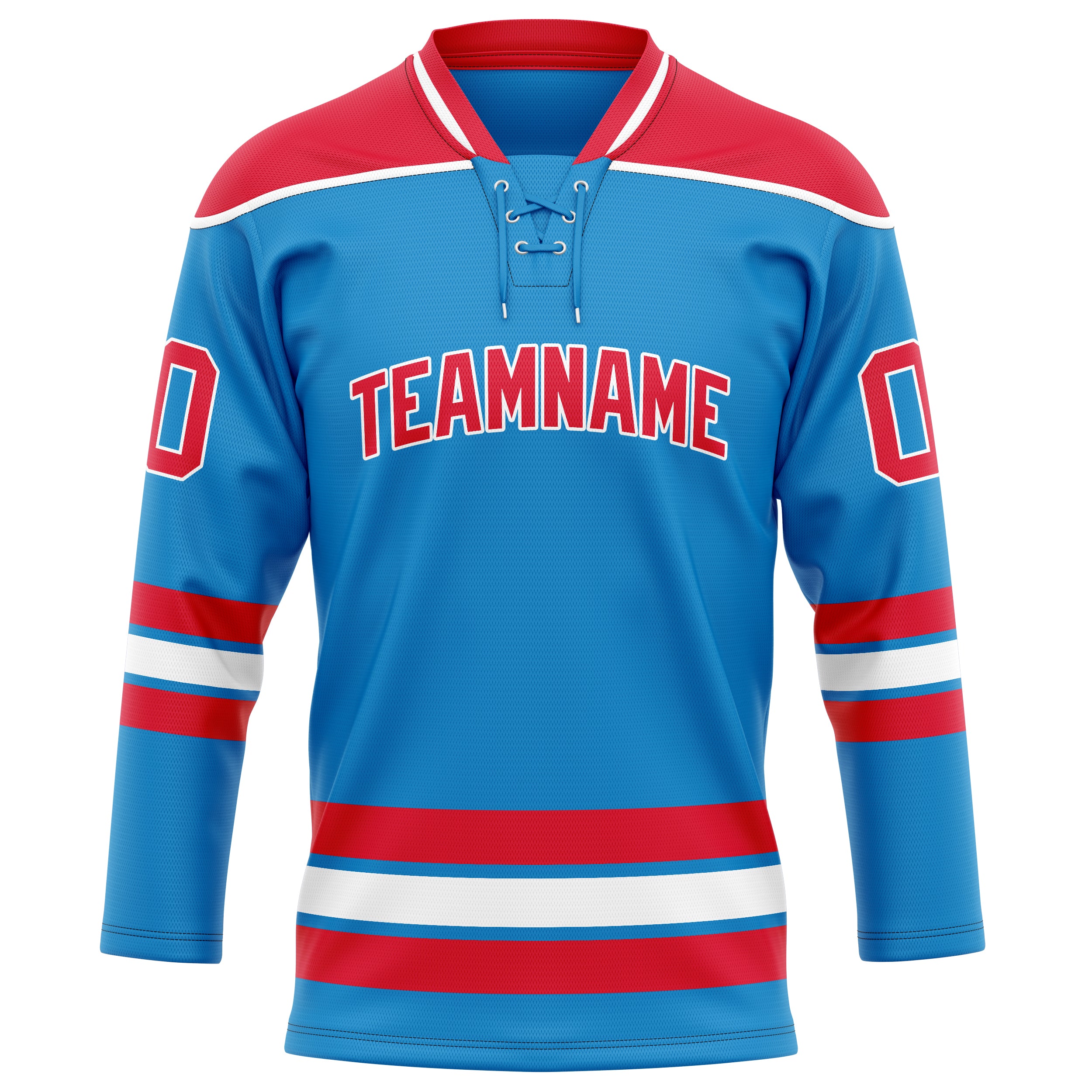 Maillot de hockey personnalisé bleu et rouge uni