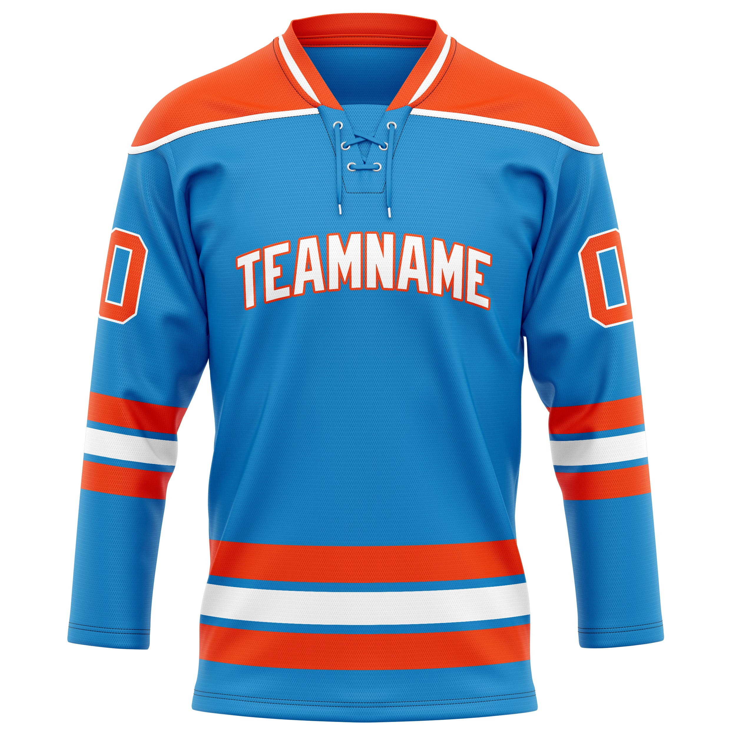 Maillot de hockey personnalisé bleu et orange uni