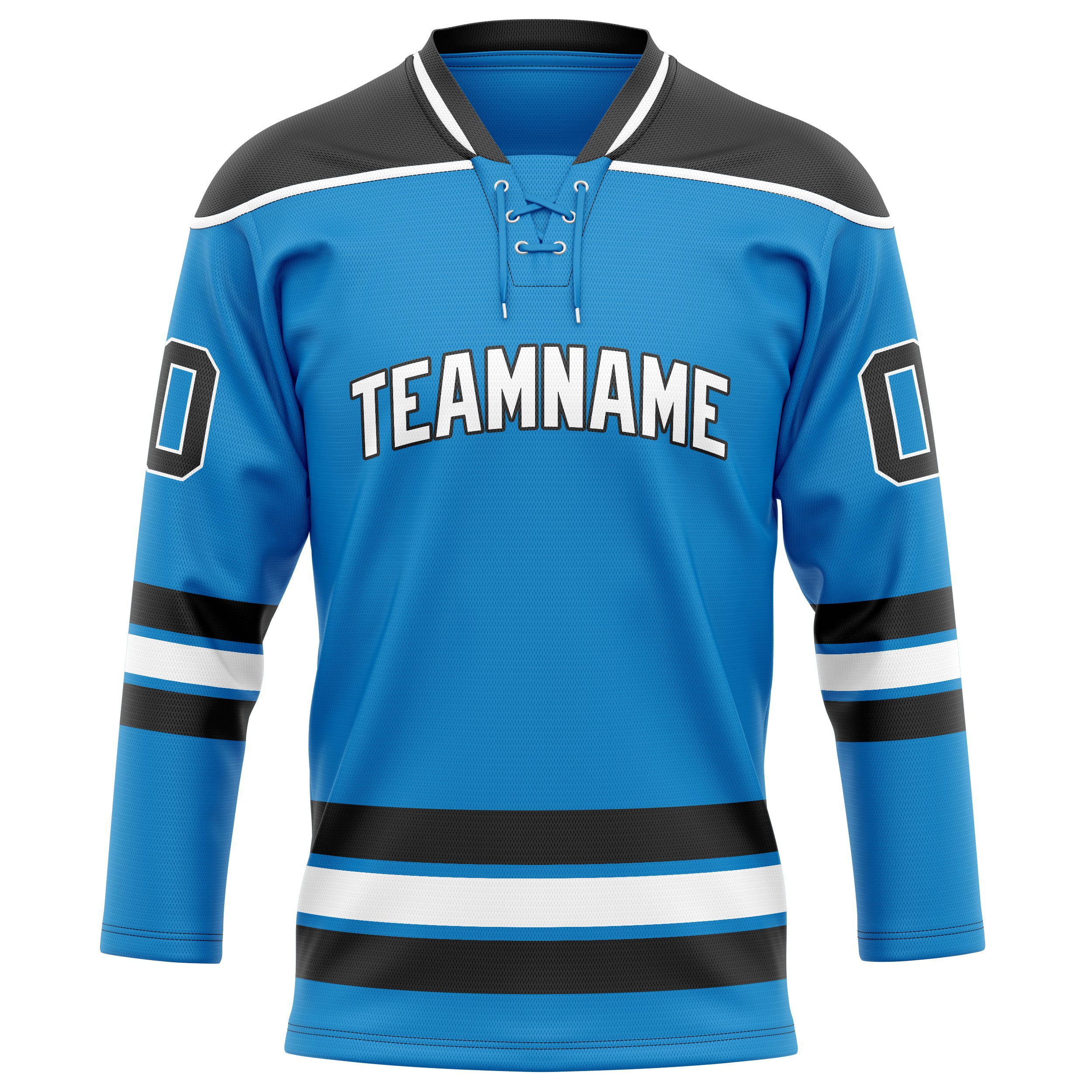 Maillot de hockey personnalisé bleu et noir uni