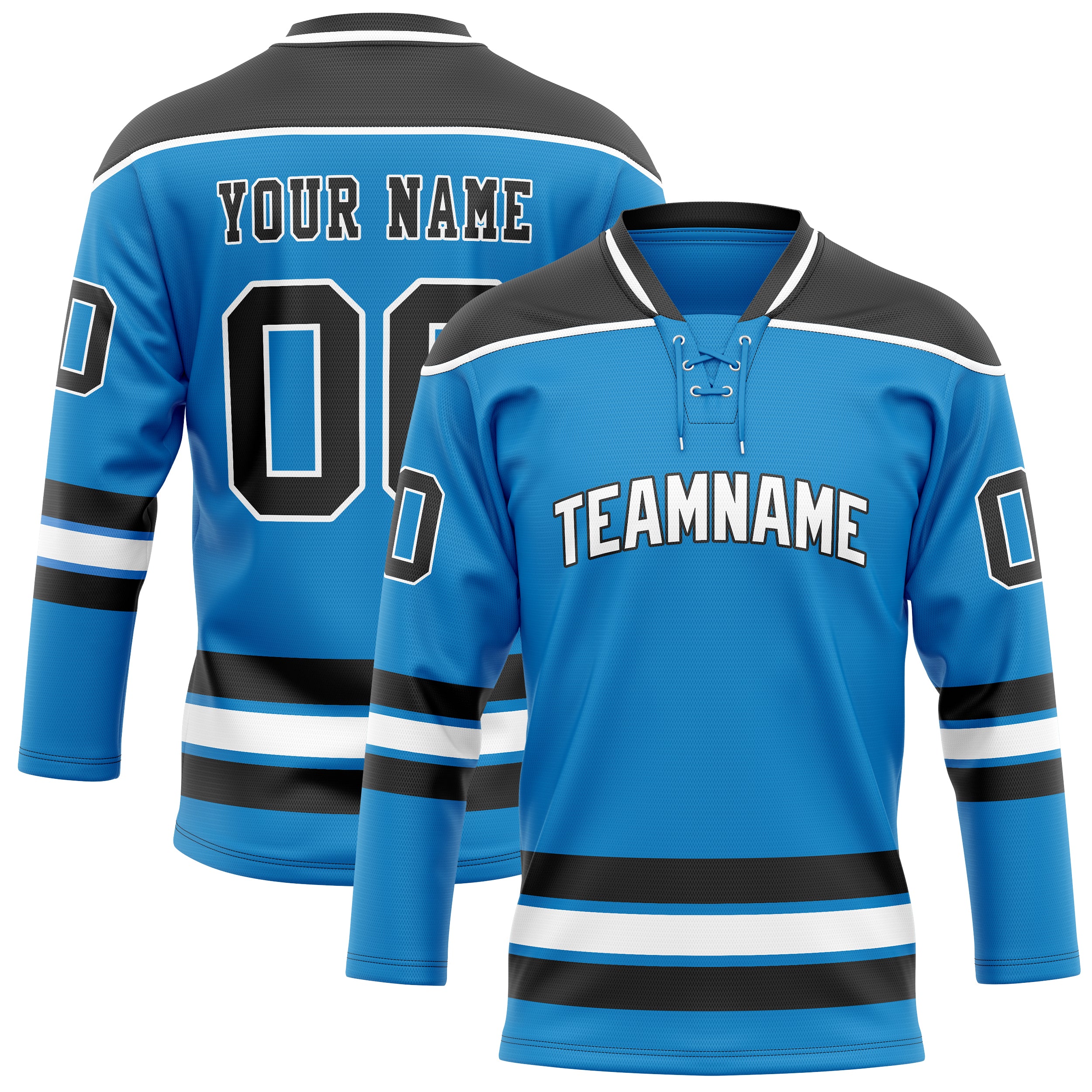 Maillot de hockey personnalisé bleu et noir uni