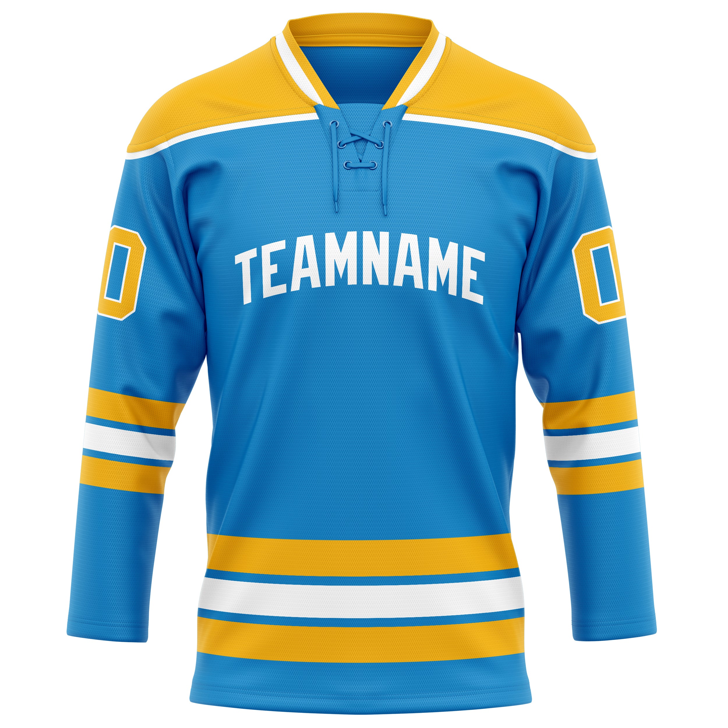 Maillot de hockey personnalisé bleu et or uni