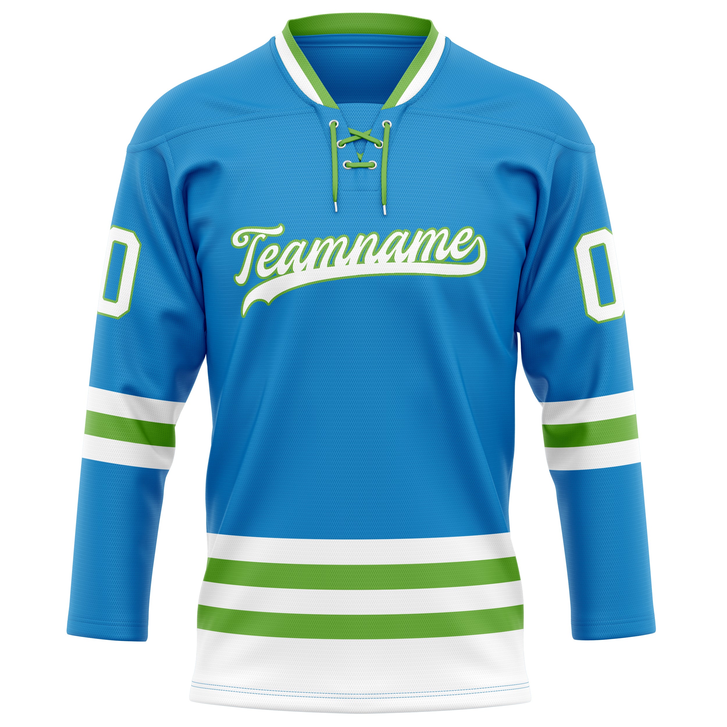 Maillot de hockey personnalisé bleu néon vert uni