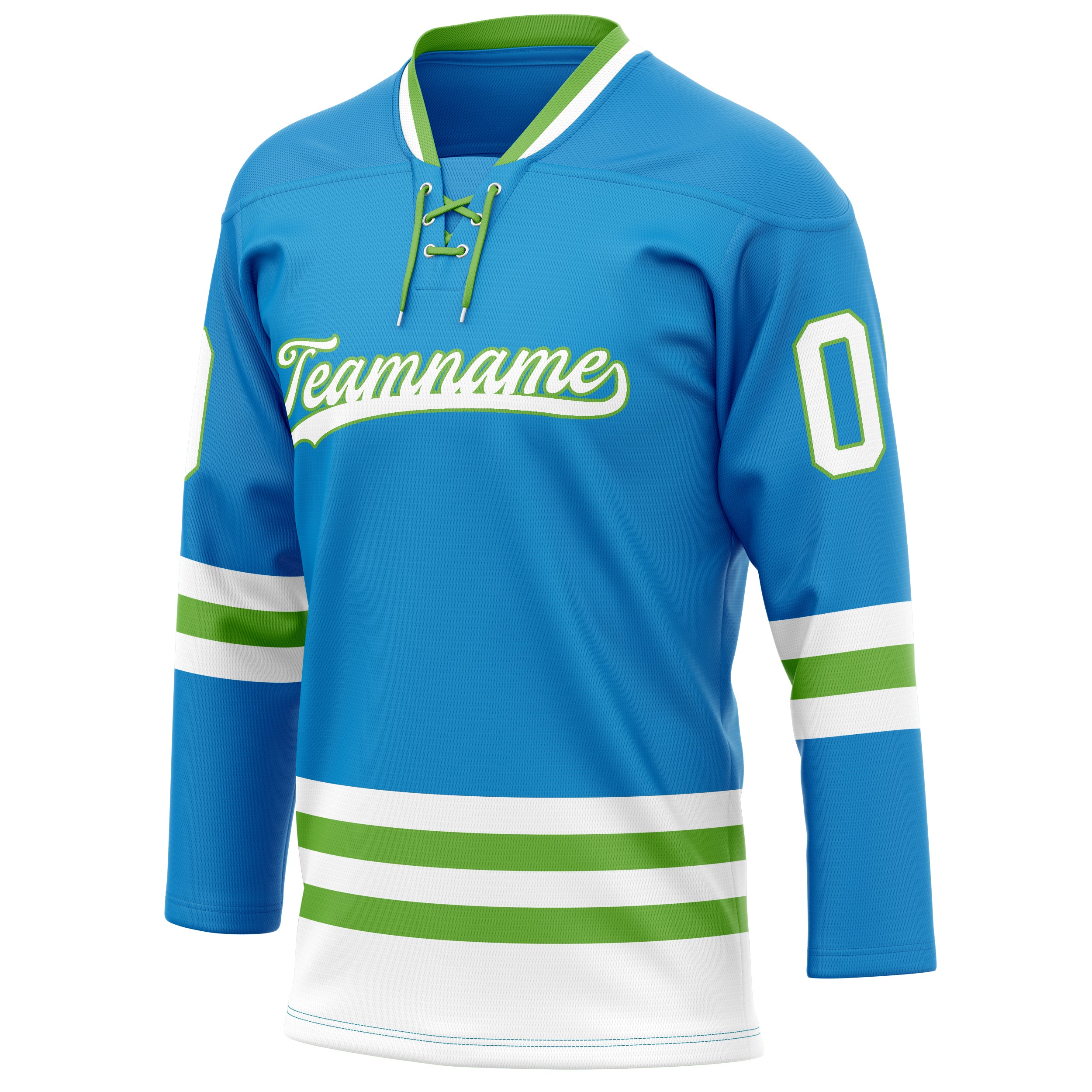 Maillot de hockey personnalisé bleu néon vert uni