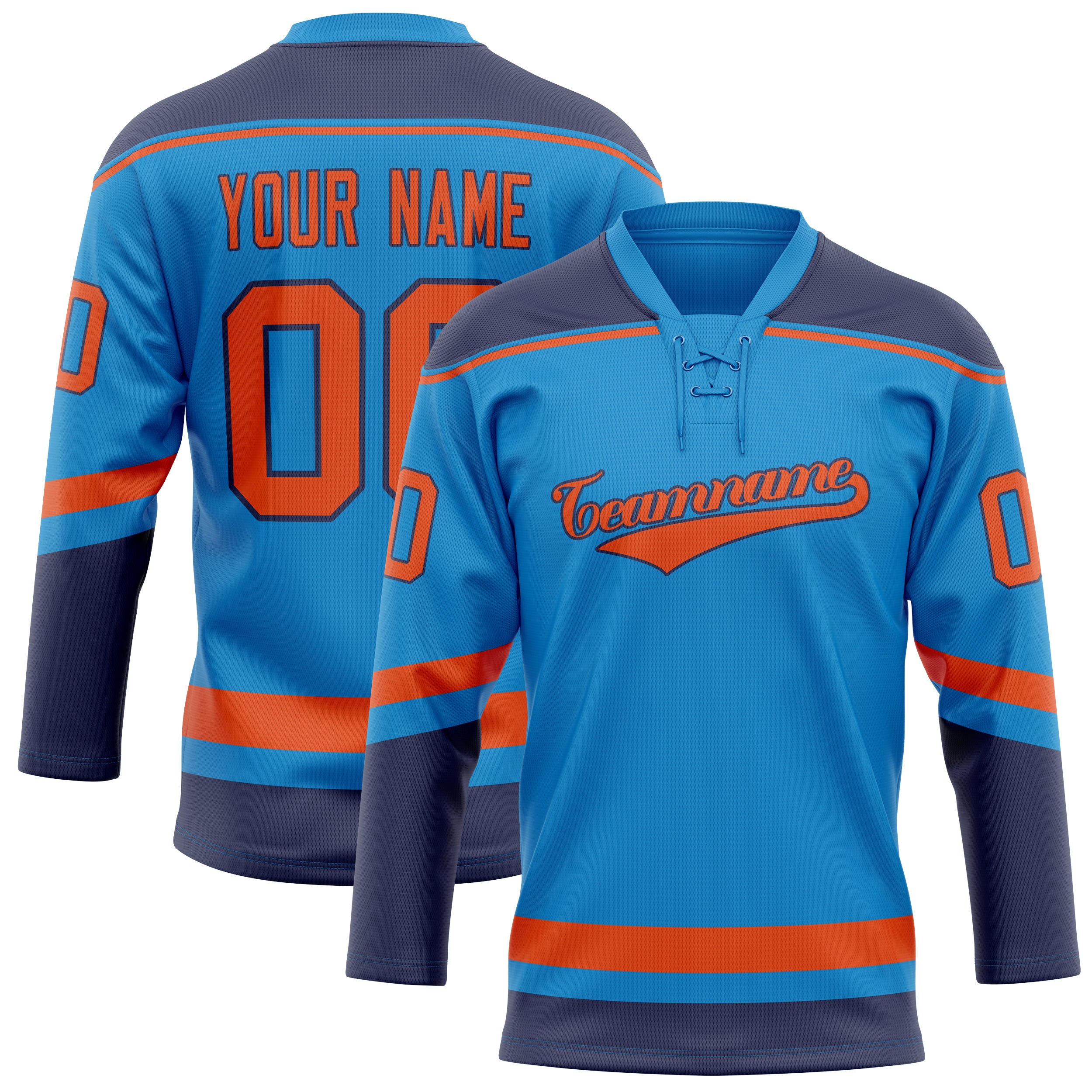 Maillot de hockey personnalisé bleu et rouge uni