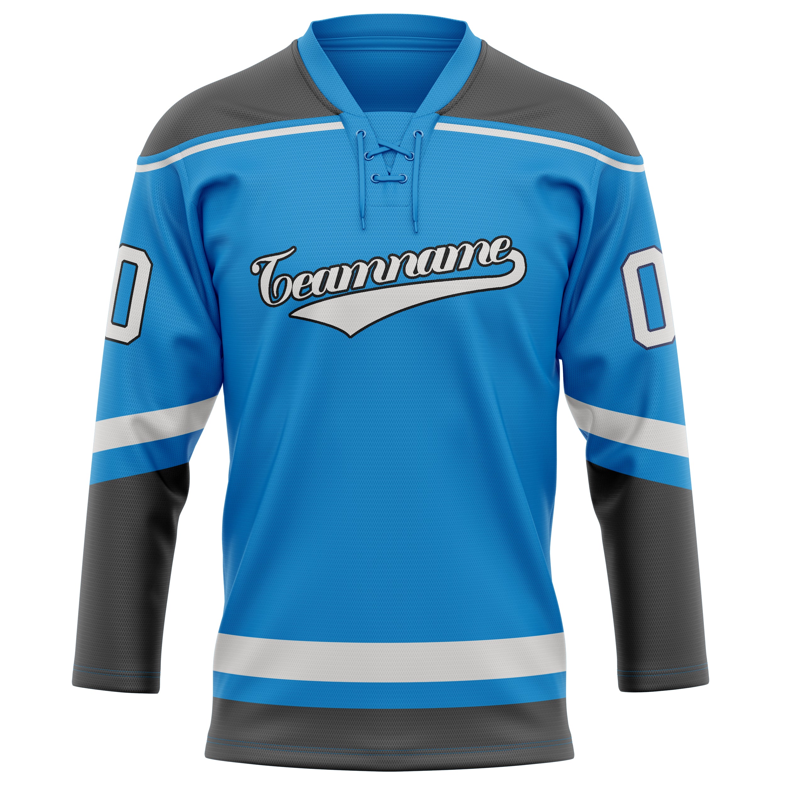 Maillot de hockey personnalisé bleu et gris uni
