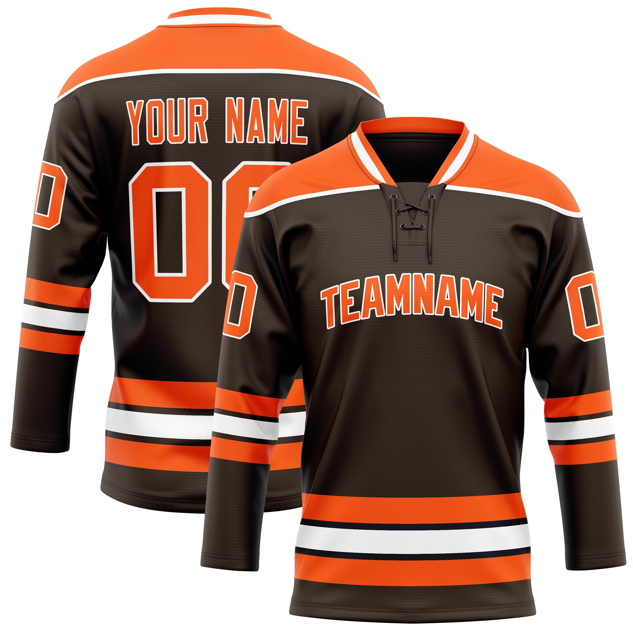 Maillot de hockey personnalisé marron et orange uni