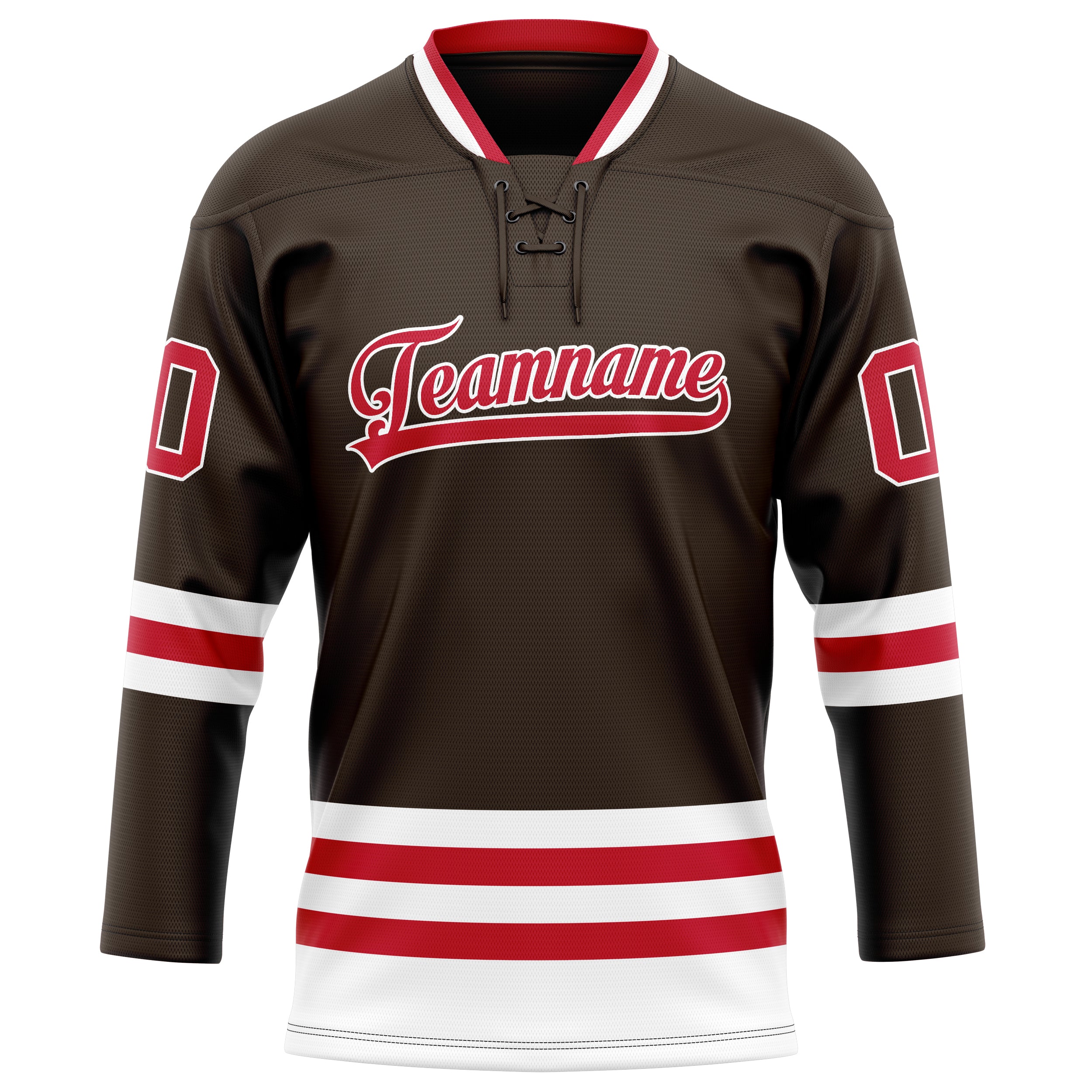 Maillot de hockey personnalisé marron et rouge uni