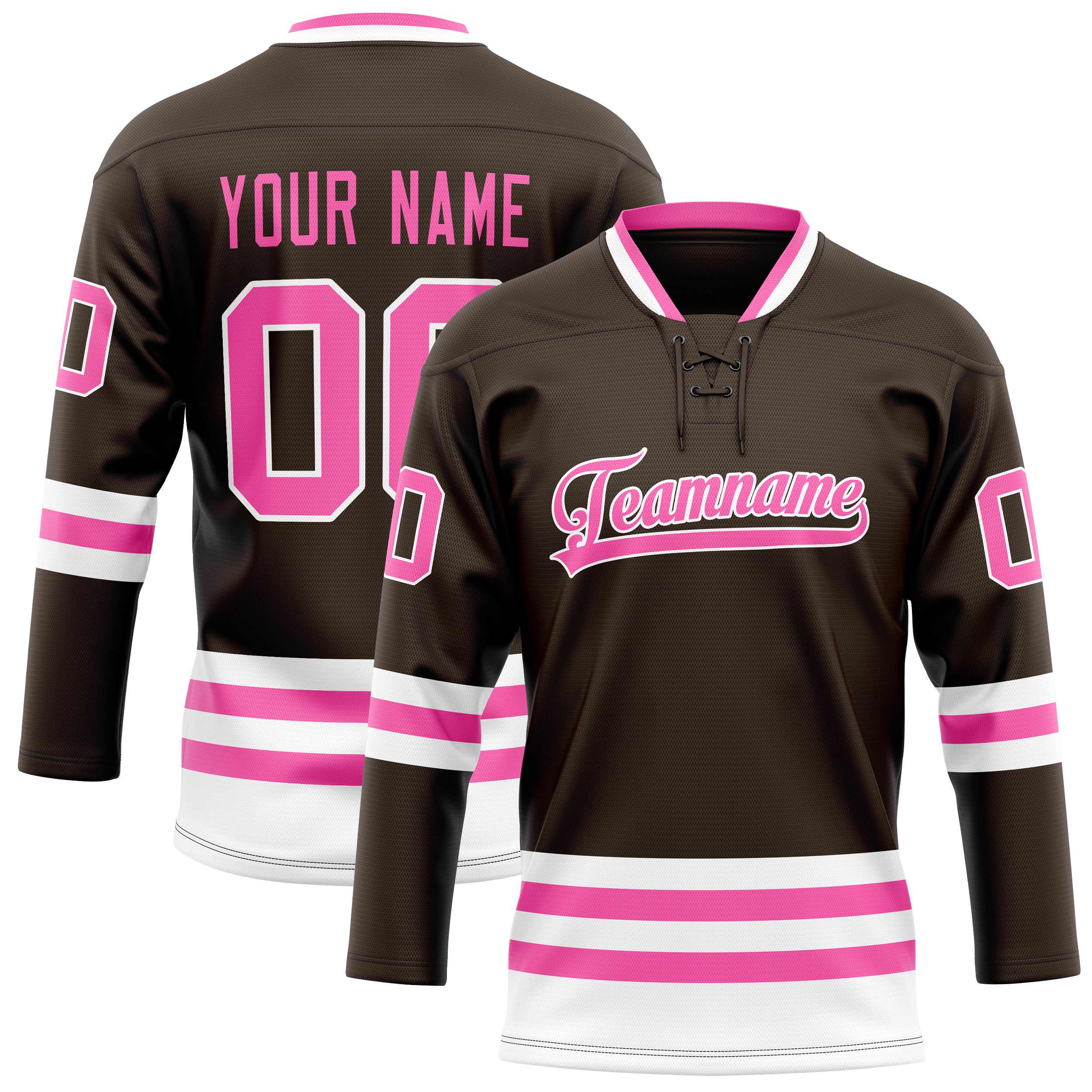 Maillot de hockey personnalisé marron et rose uni