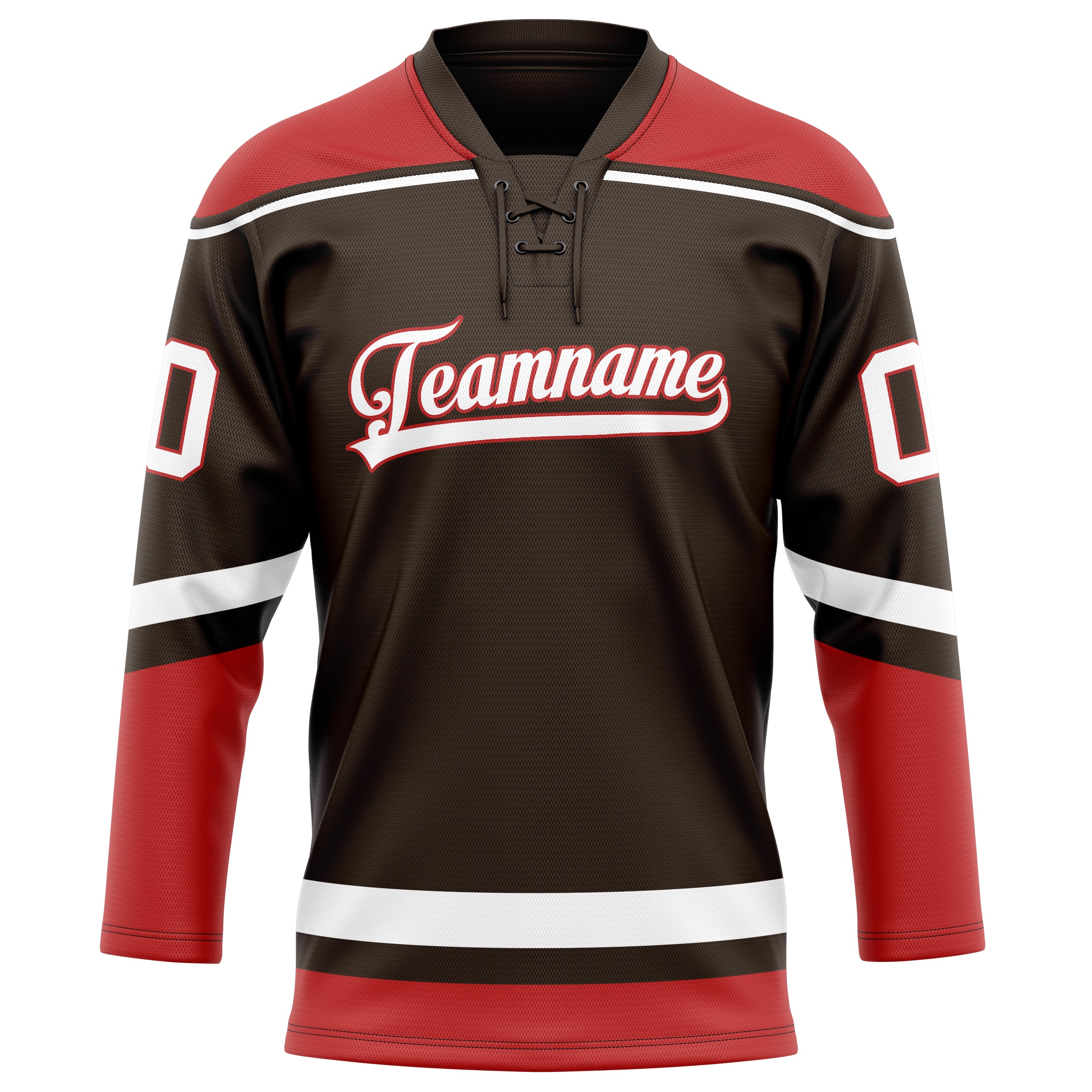 Maillot de hockey personnalisé marron et rouge uni