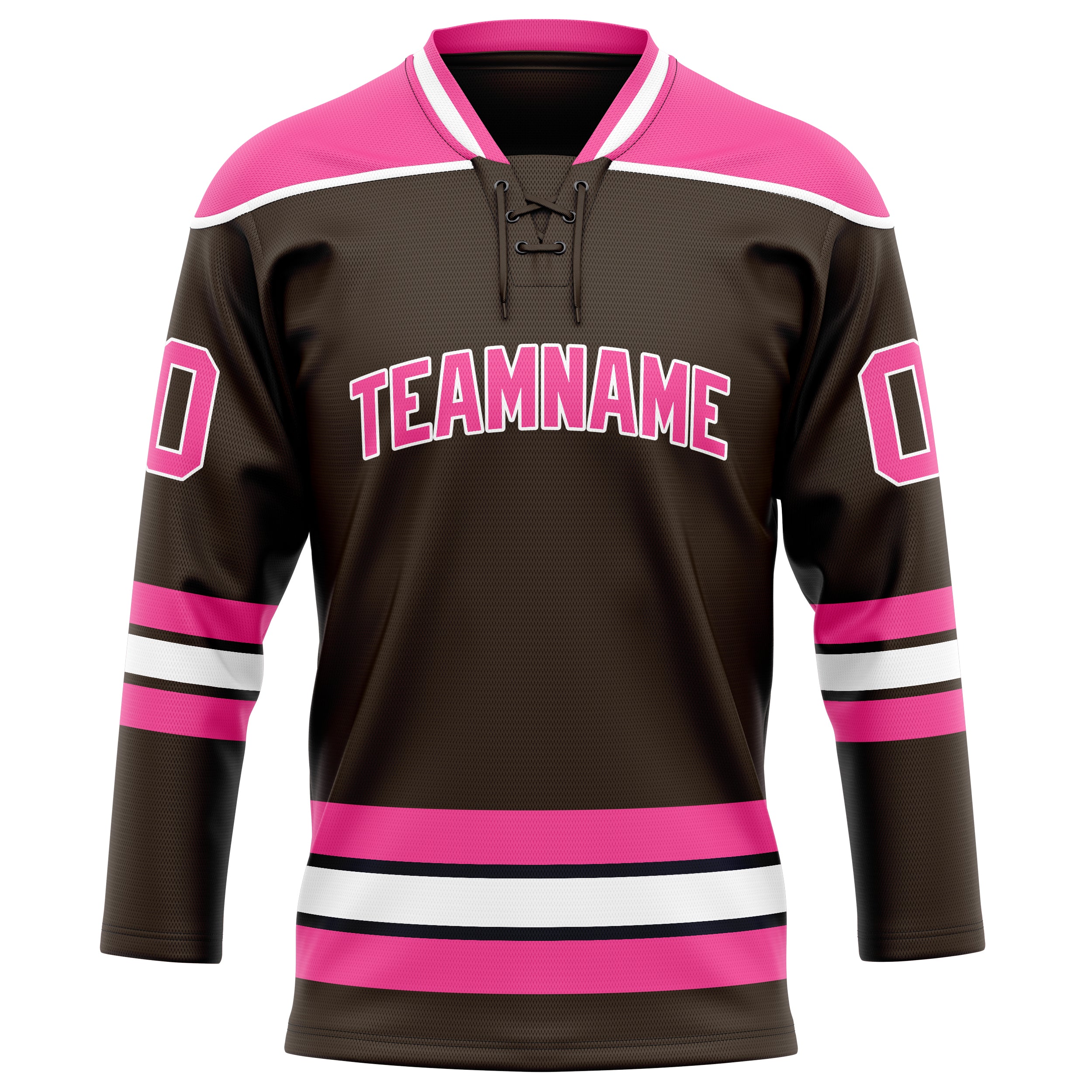 Maillot de hockey personnalisé marron et rose uni