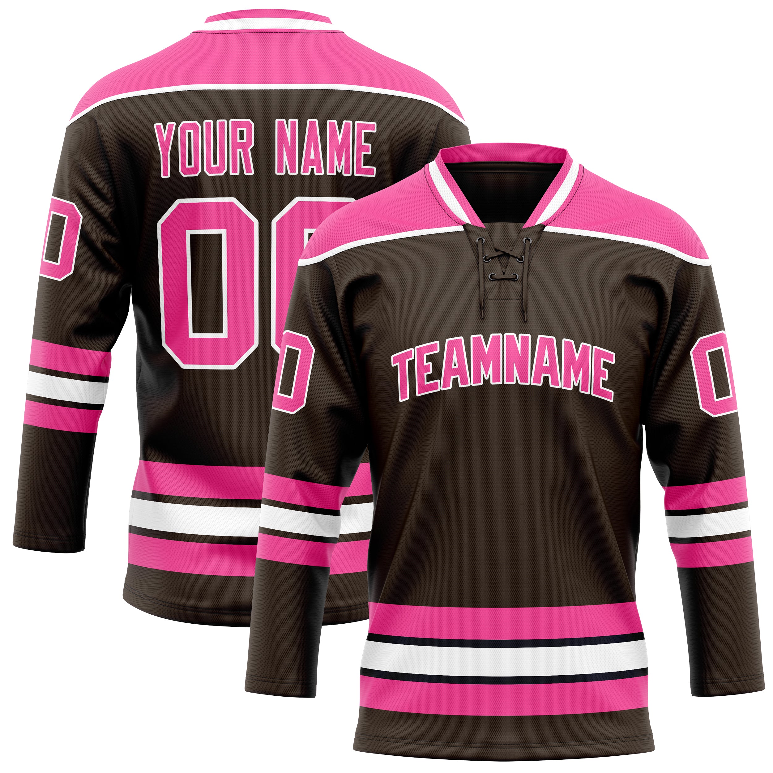 Maillot de hockey personnalisé marron et rose uni