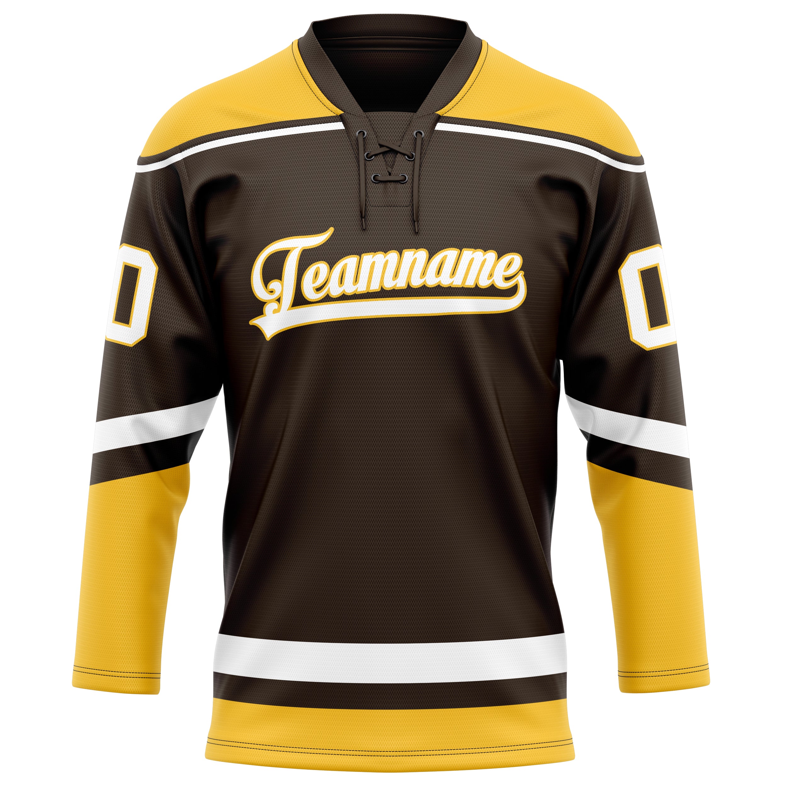 Maillot de hockey personnalisé marron et or uni