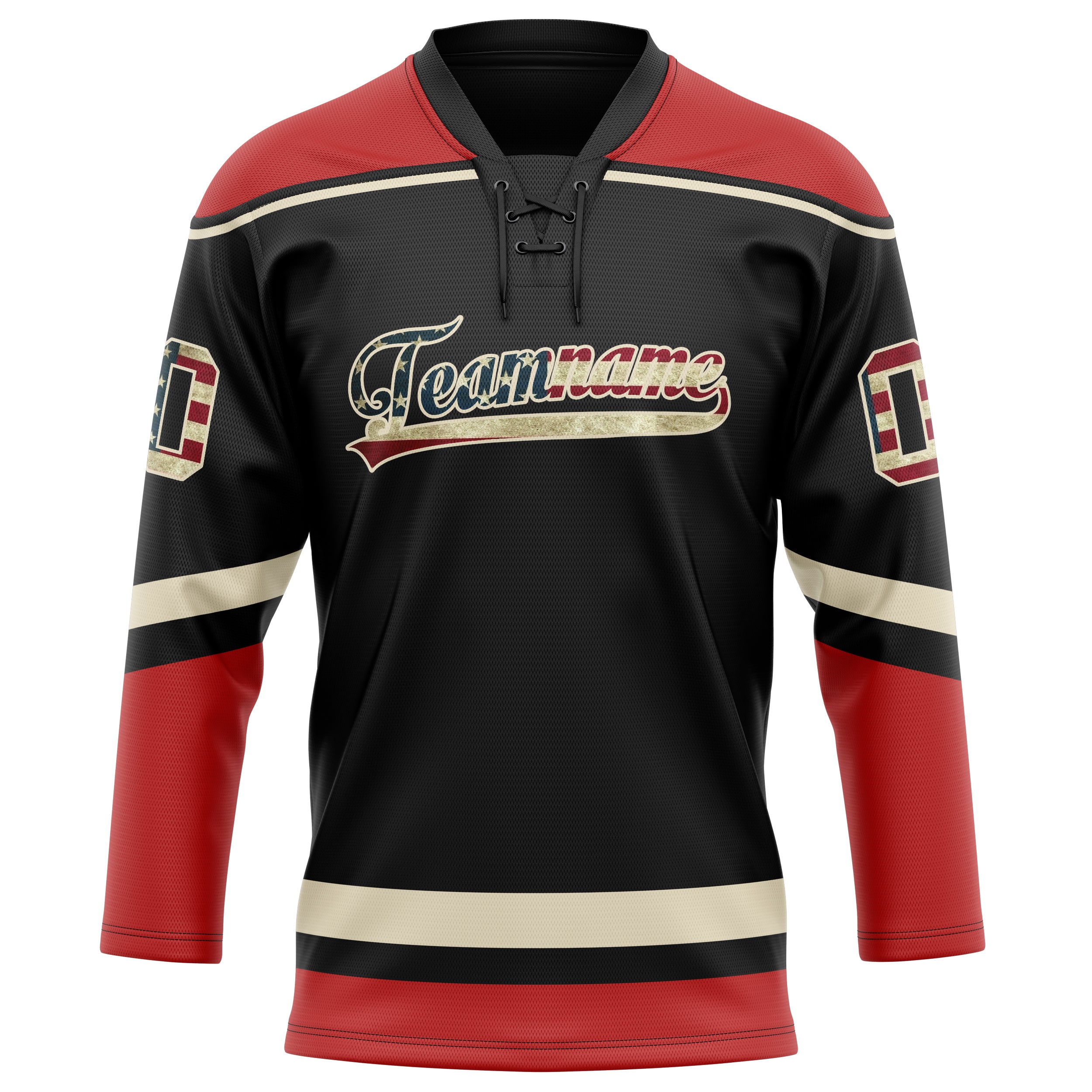 Maillot de hockey personnalisé marron et rouge uni