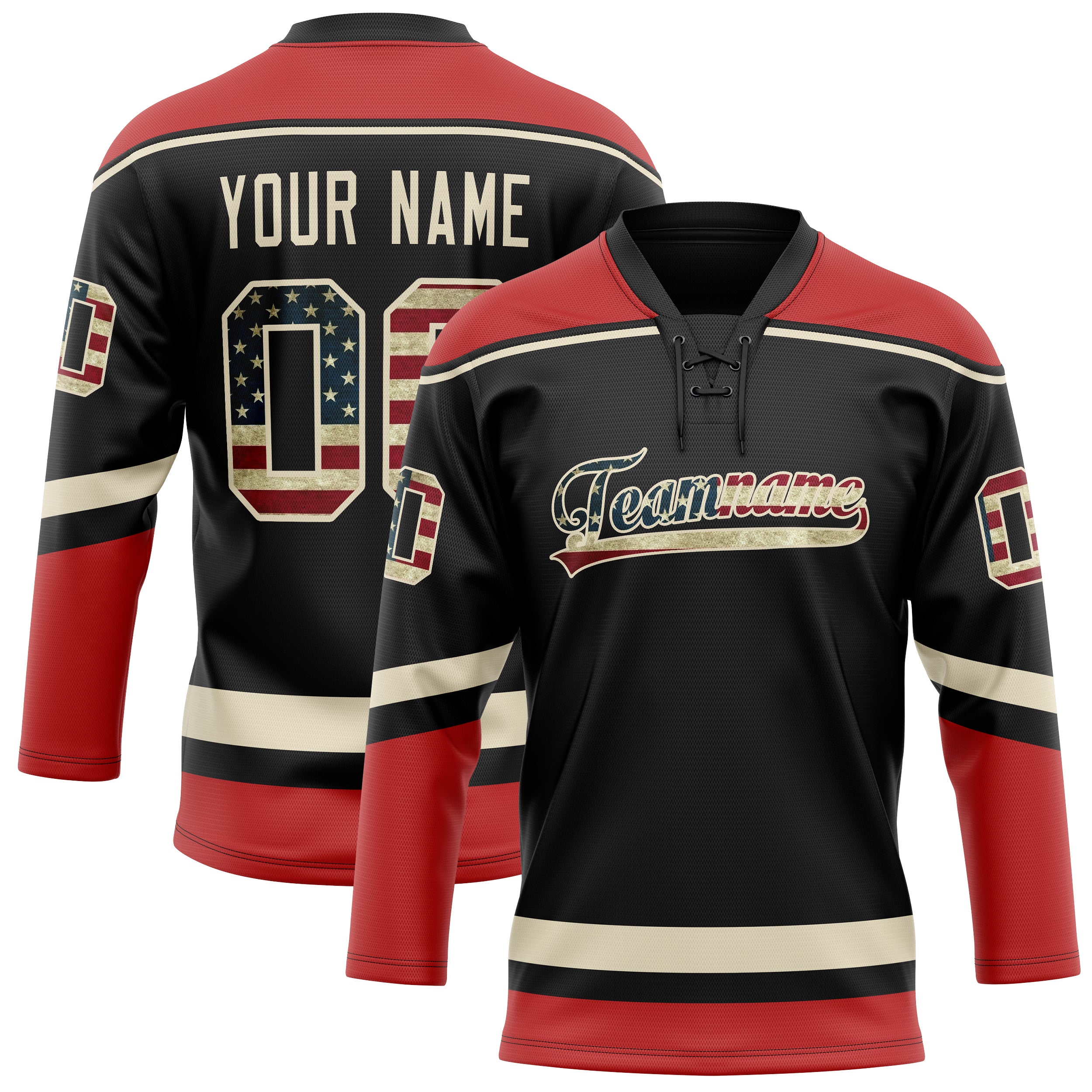 Maillot de hockey personnalisé marron et rouge uni