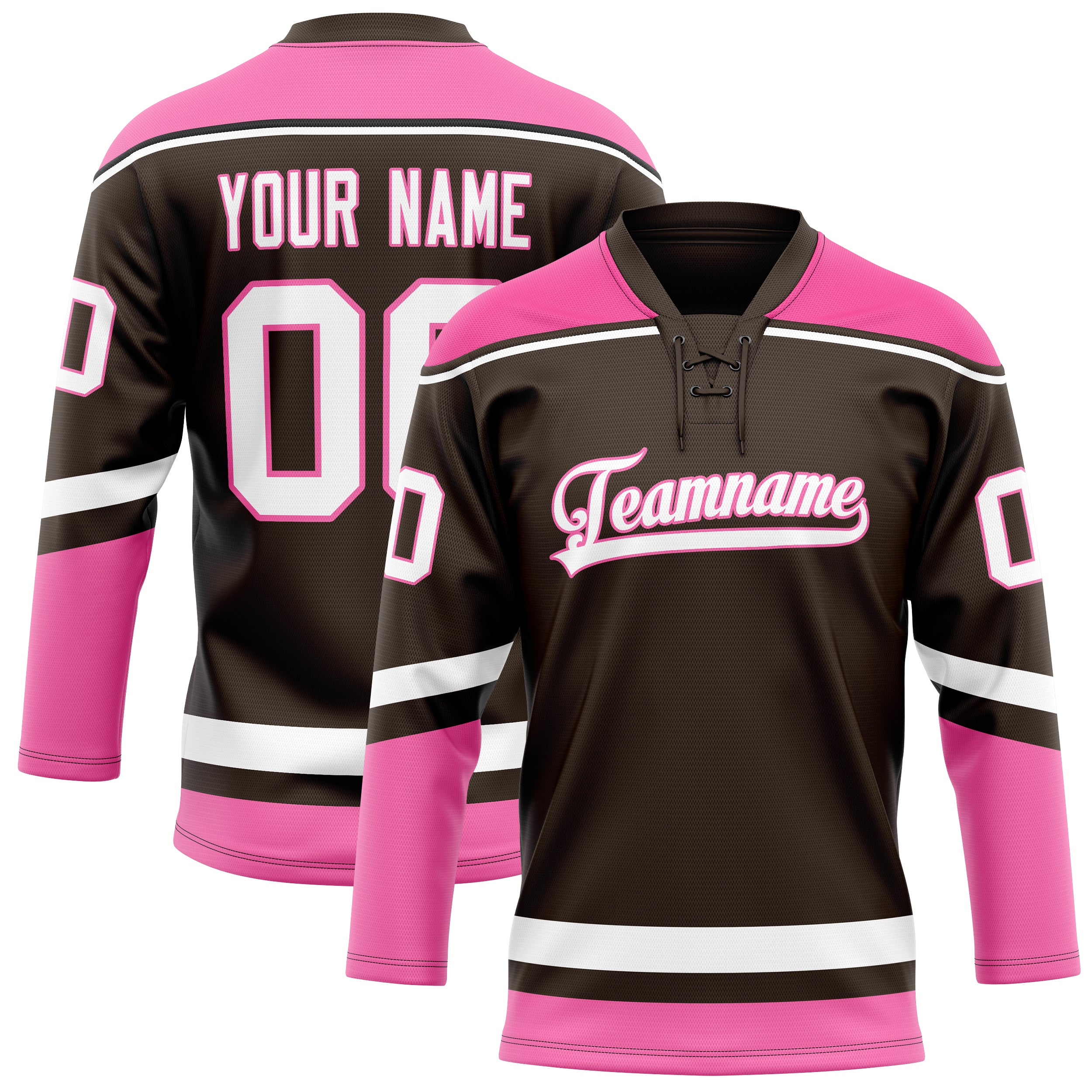 Maillot de hockey personnalisé marron et rose uni