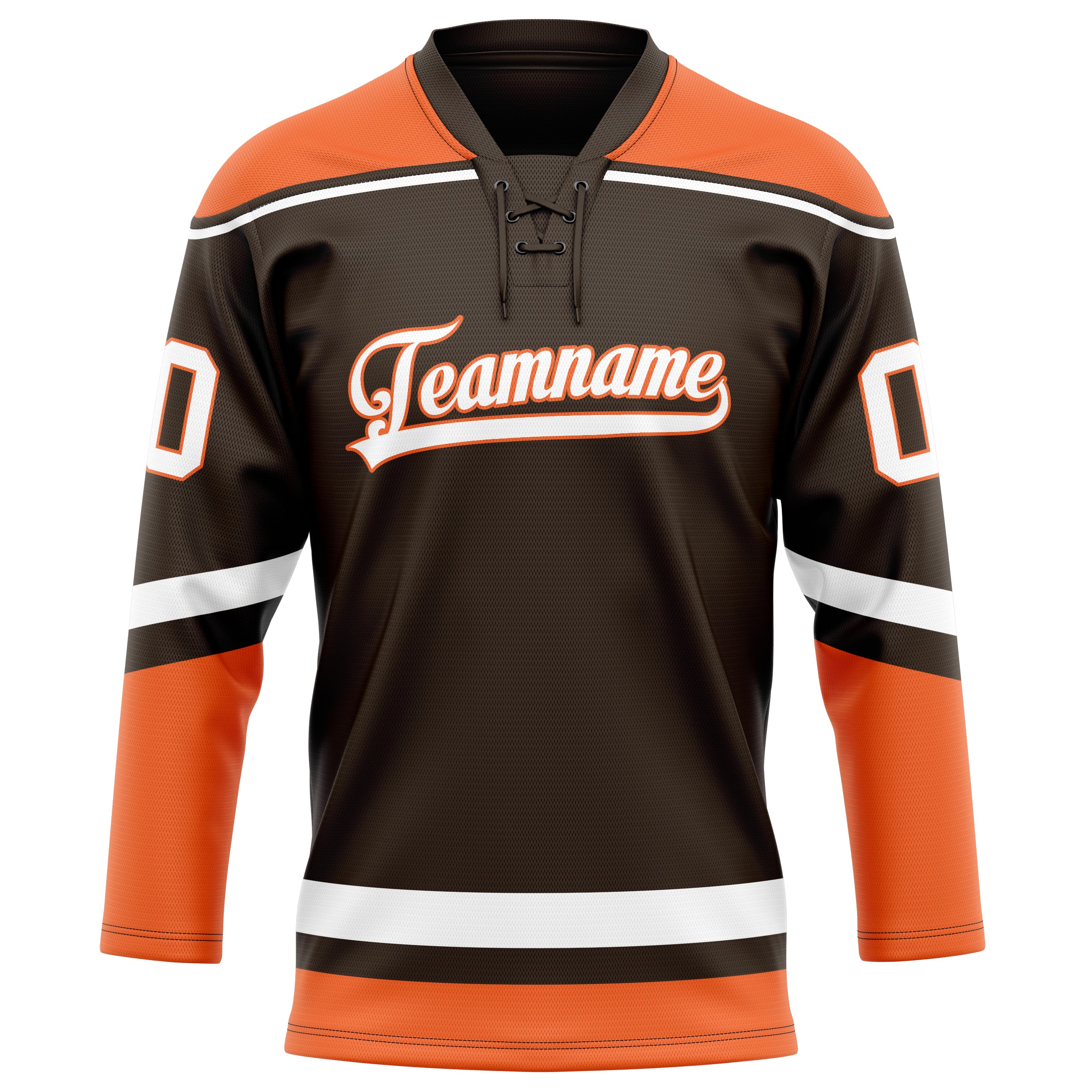 Maillot de hockey personnalisé marron et orange uni