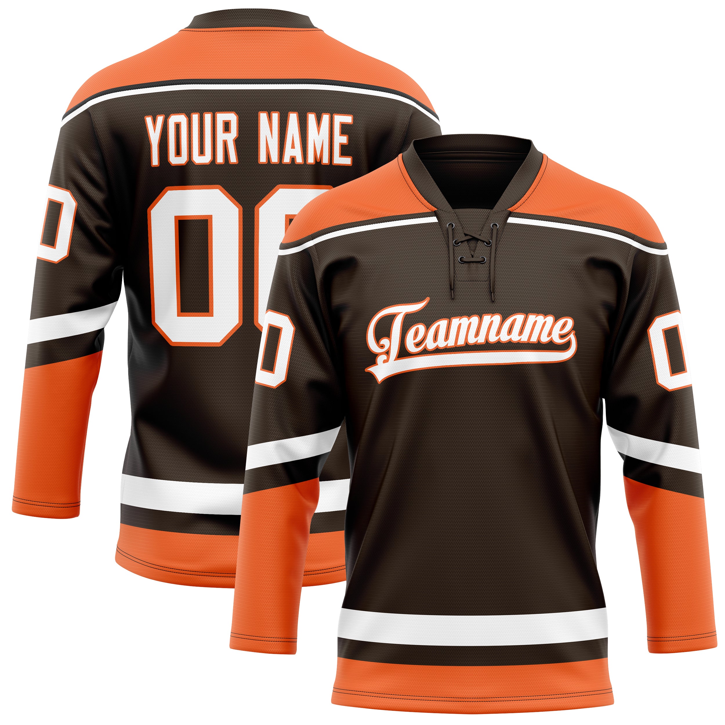 Maillot de hockey personnalisé marron et orange uni