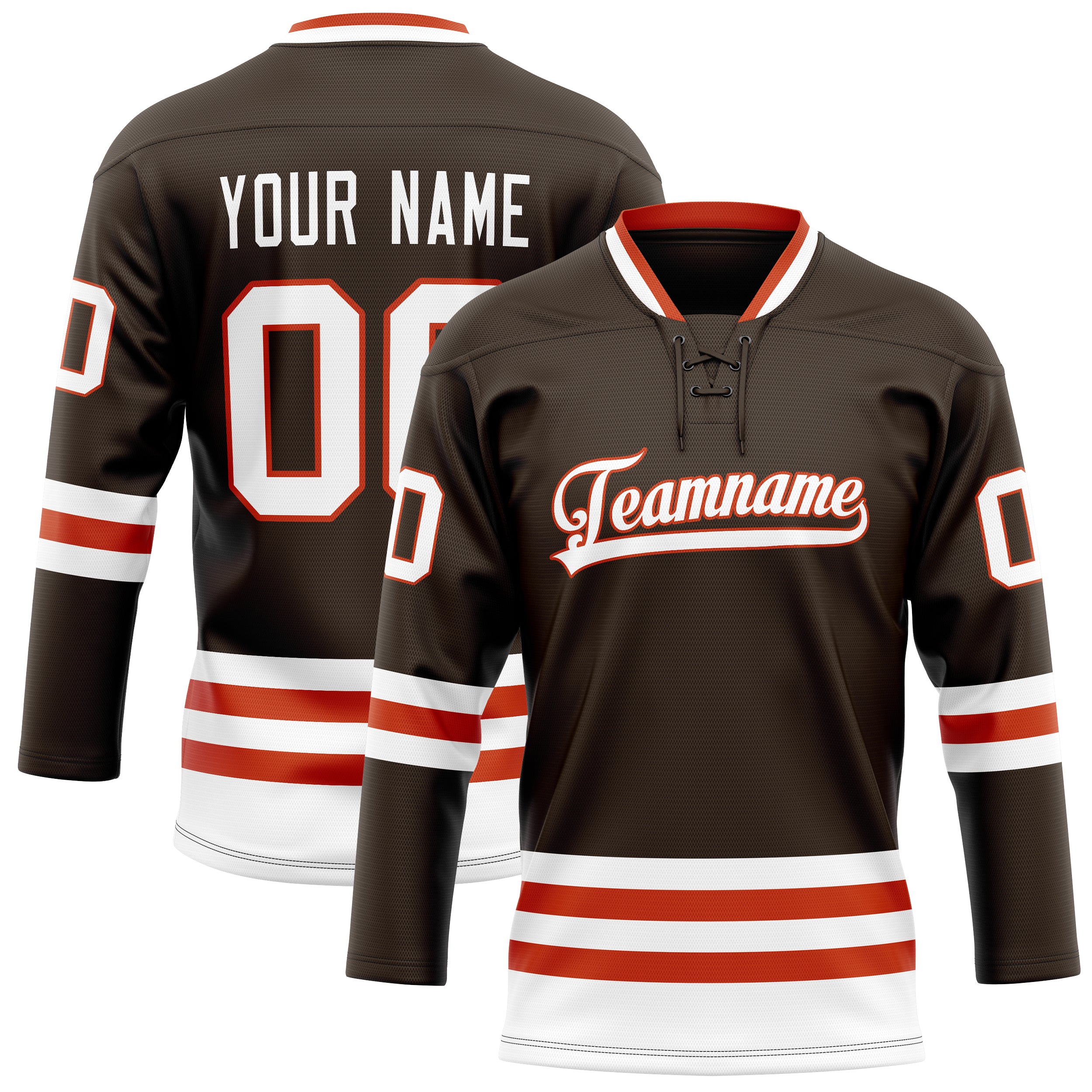 Maillot de hockey personnalisé marron et blanc uni