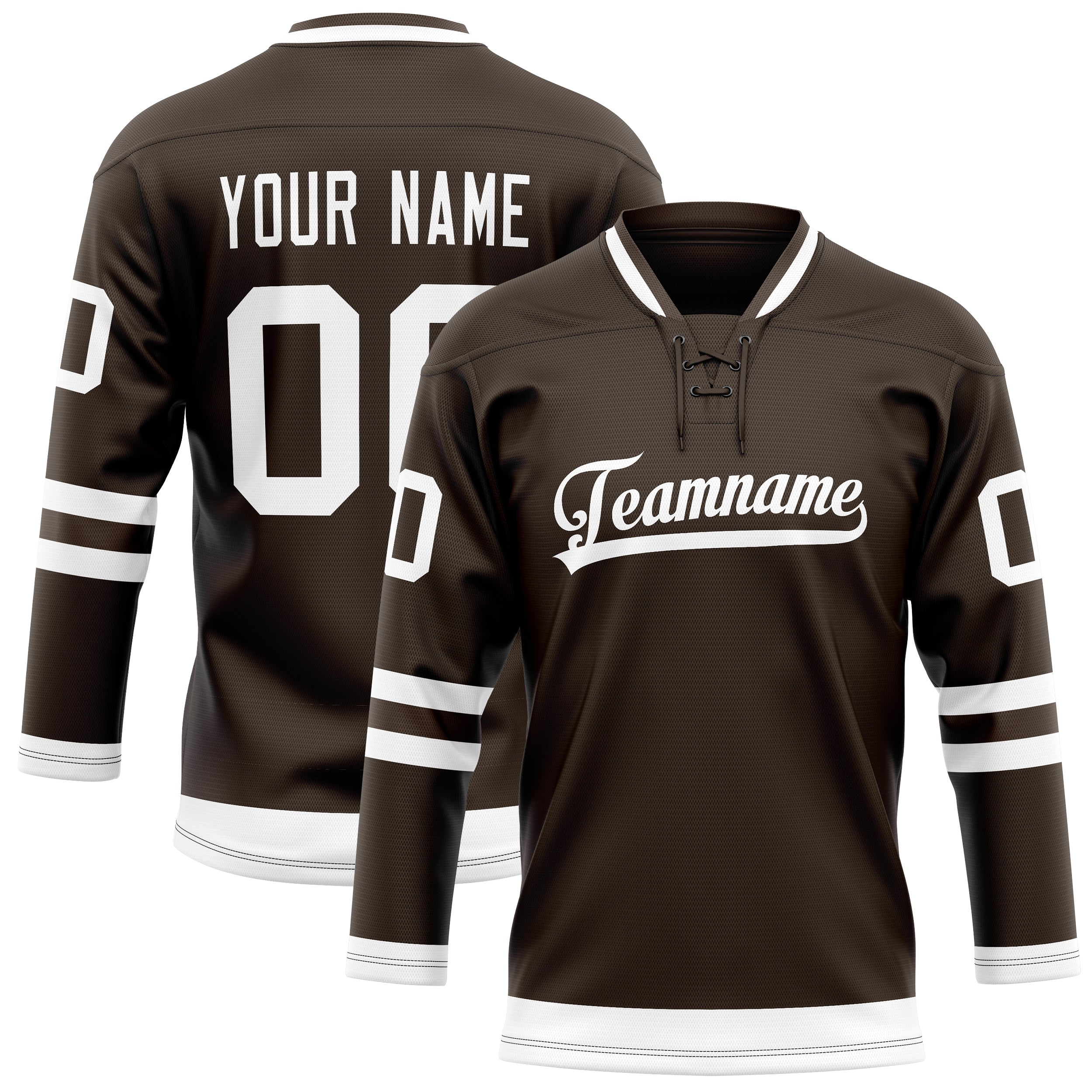 Maillot de hockey personnalisé marron et blanc uni