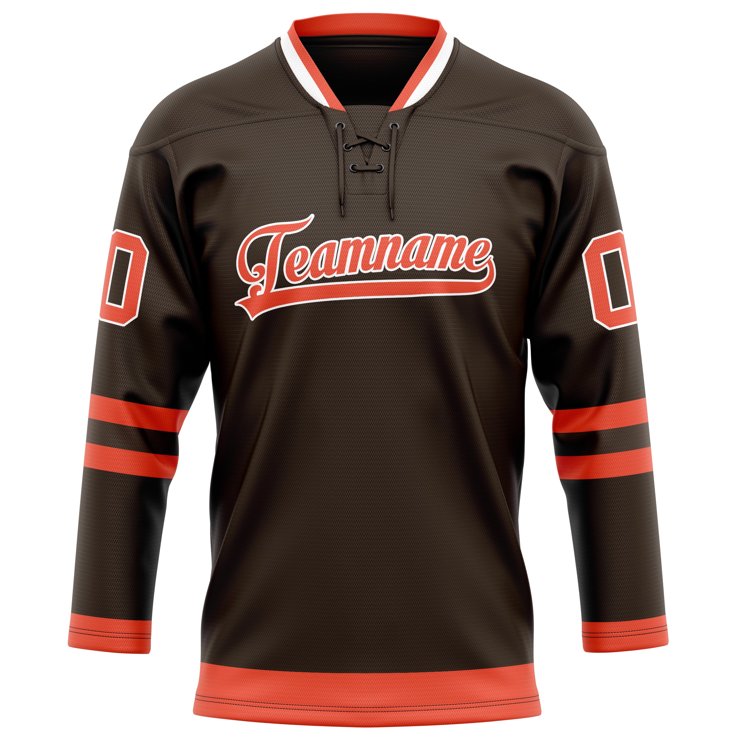 Maillot de hockey personnalisé marron et orange uni