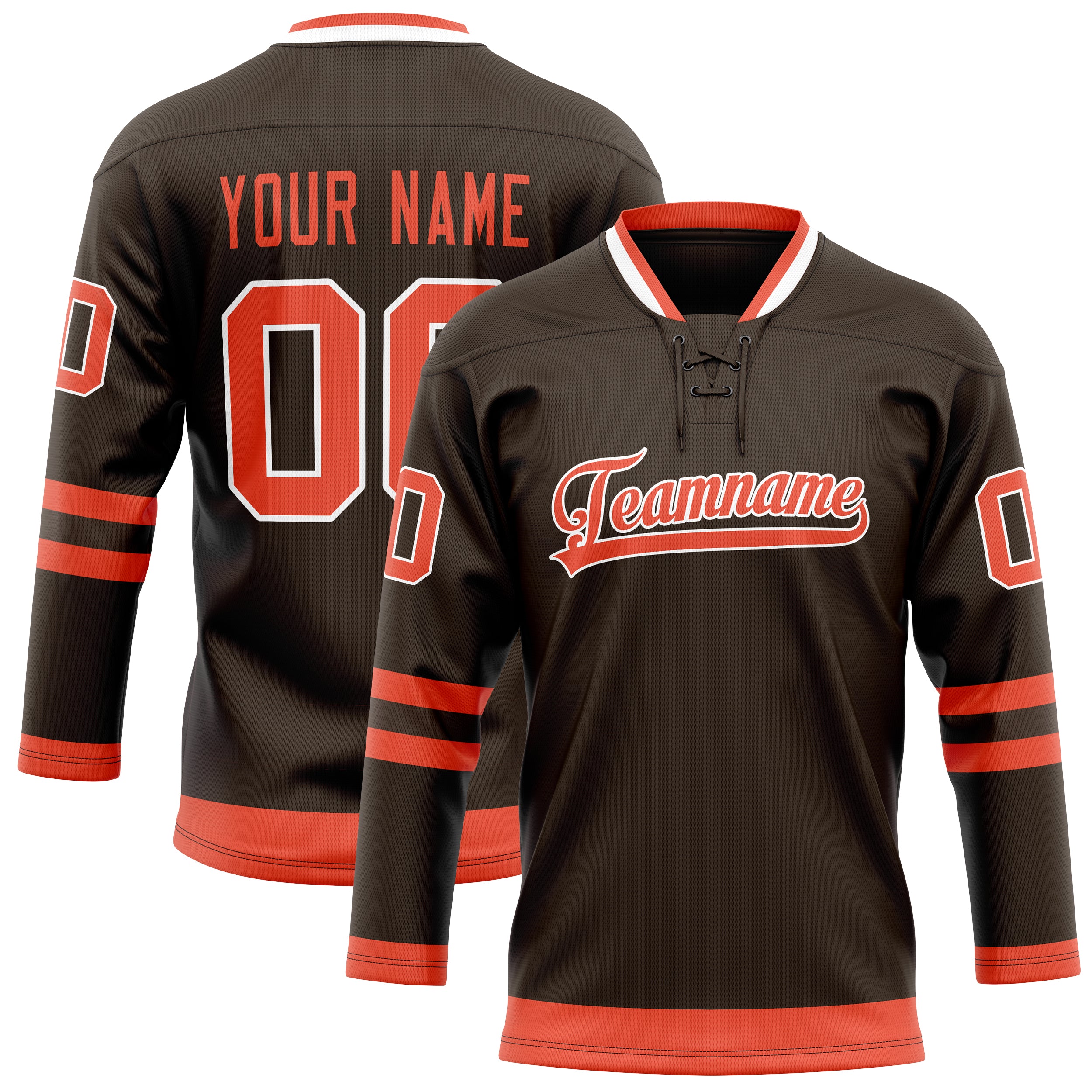 Maillot de hockey personnalisé marron et orange uni