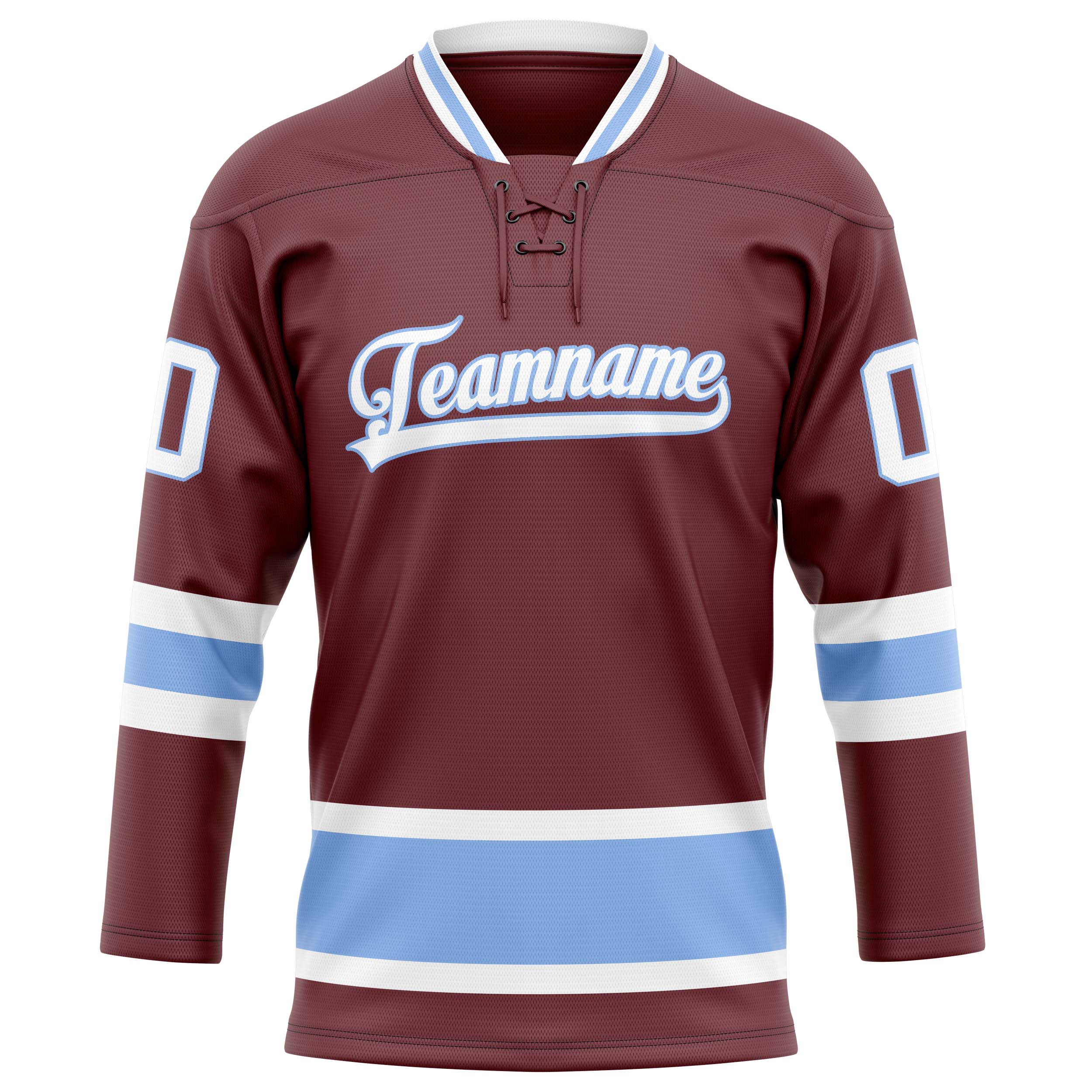 Maillot de hockey personnalisé marron et bleu clair uni