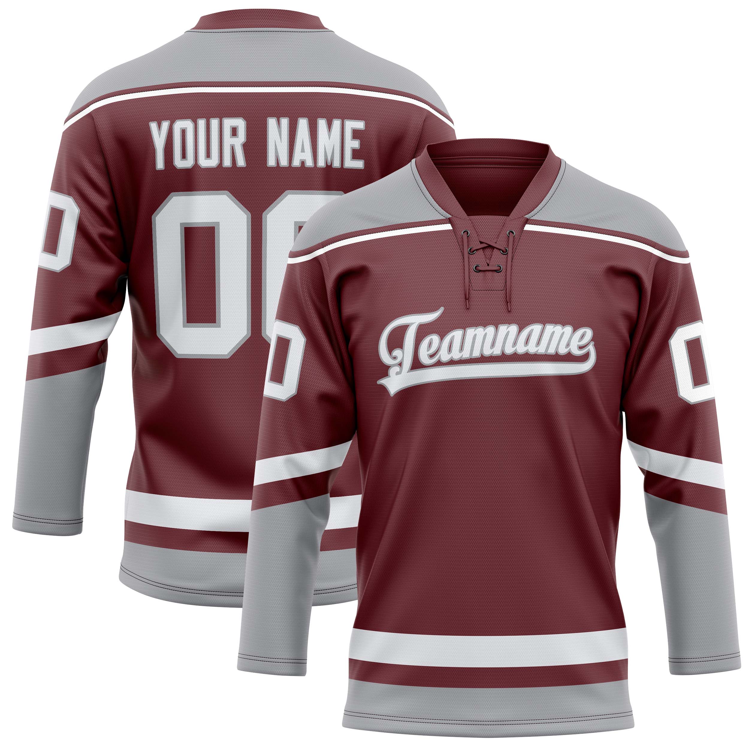 Maillot de hockey personnalisé marron et gris uni