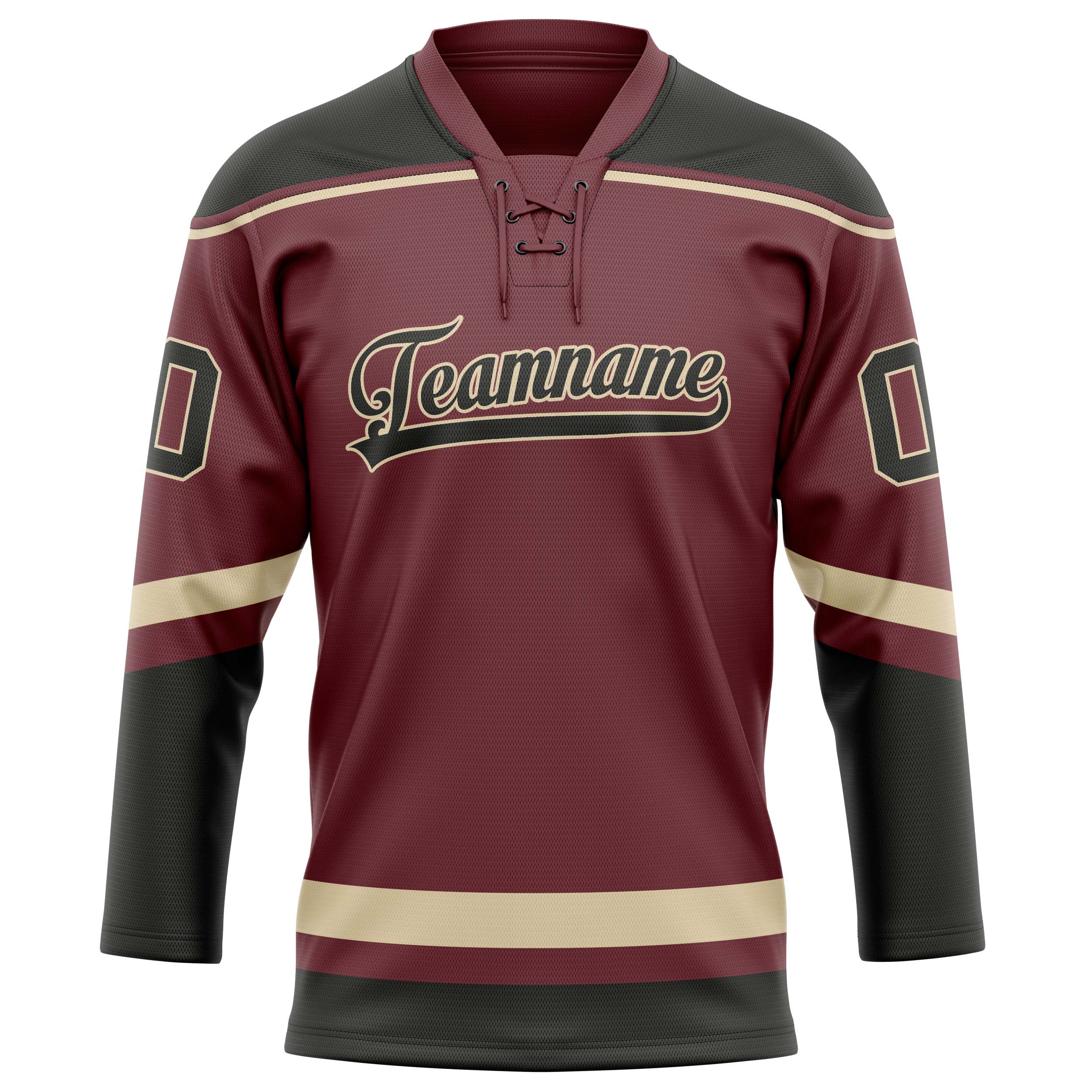 Maillot de hockey personnalisé marron et noir uni