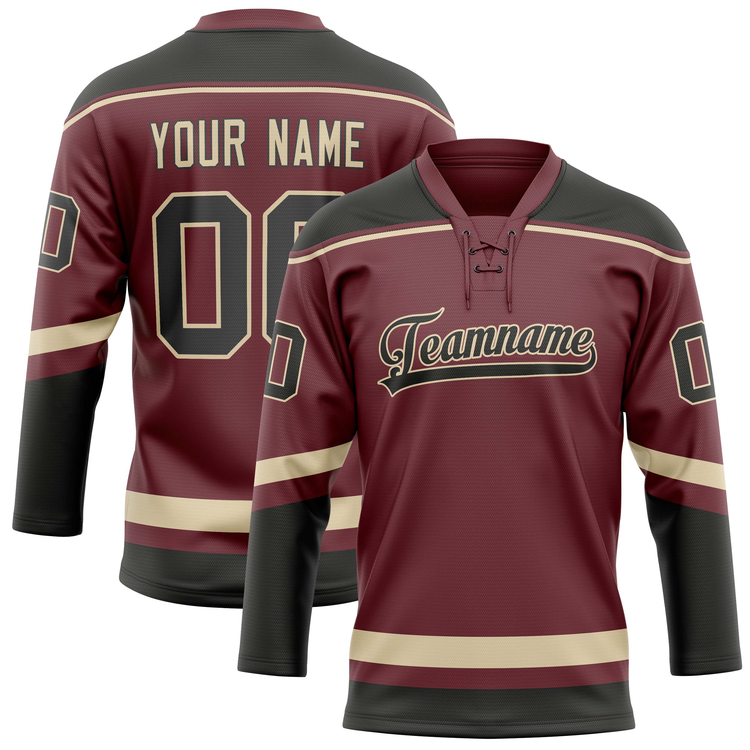 Maillot de hockey personnalisé marron et noir uni
