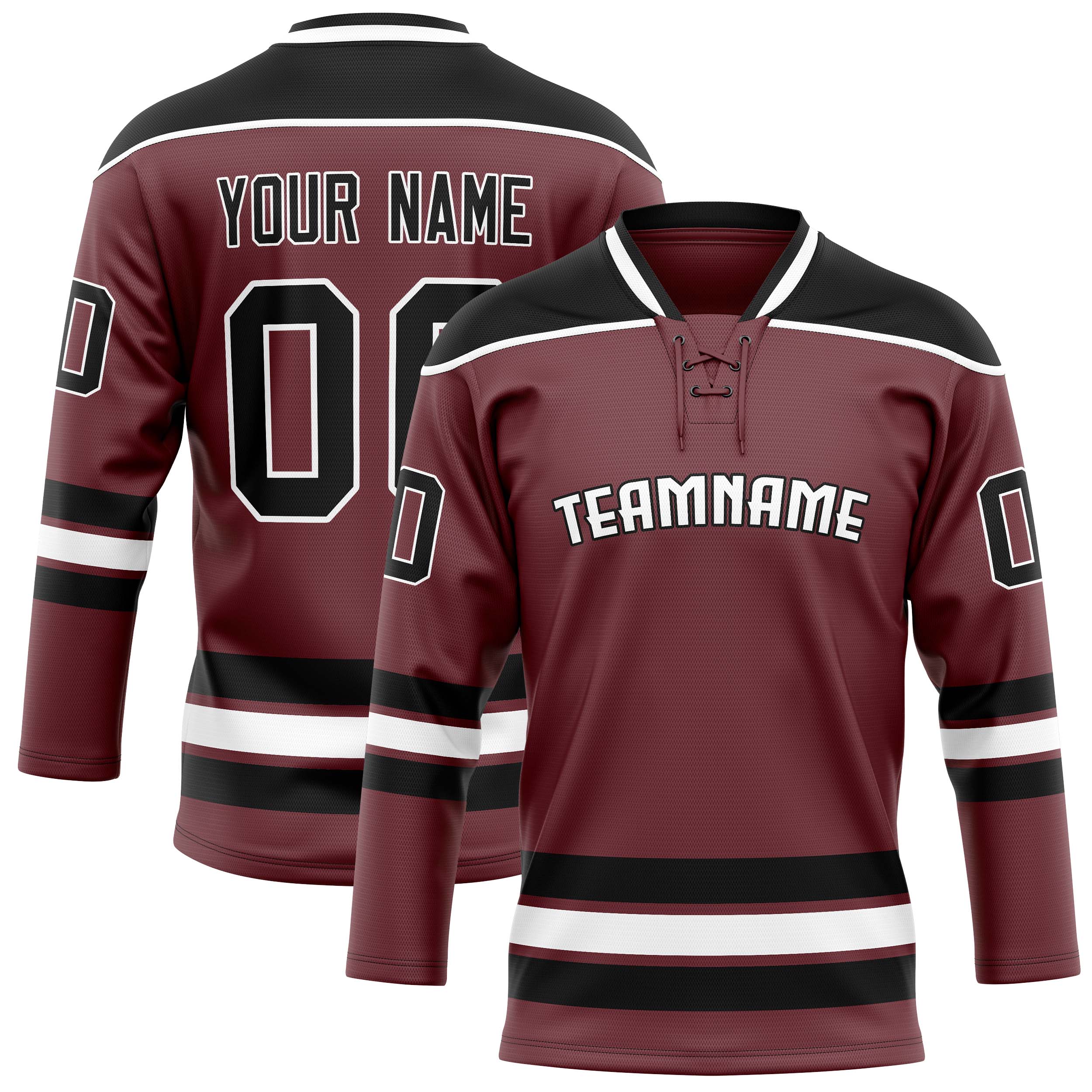 Maillot de hockey personnalisé marron et noir uni