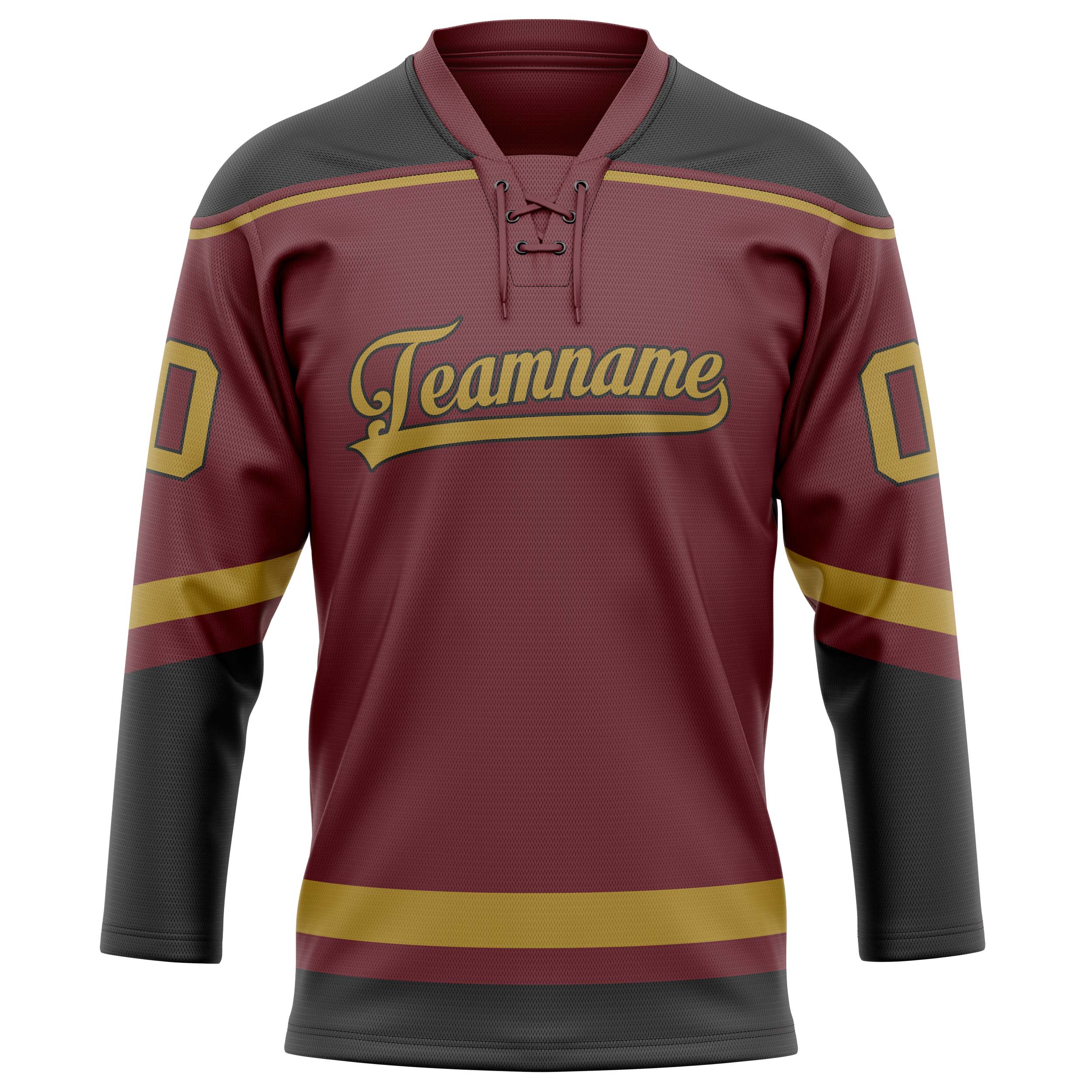 Maillot de hockey personnalisé marron et or uni