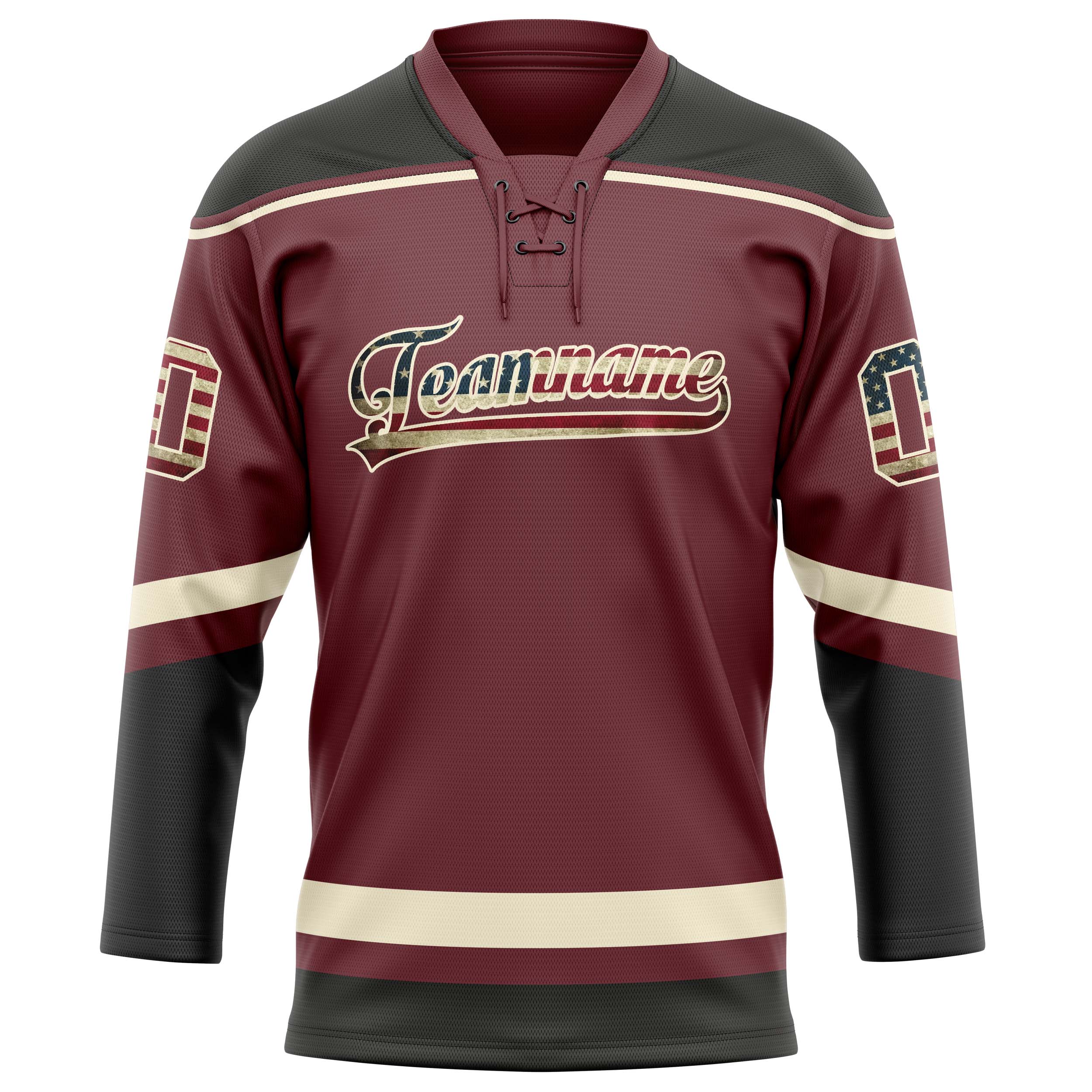 Maillot de hockey personnalisé marron crème uni