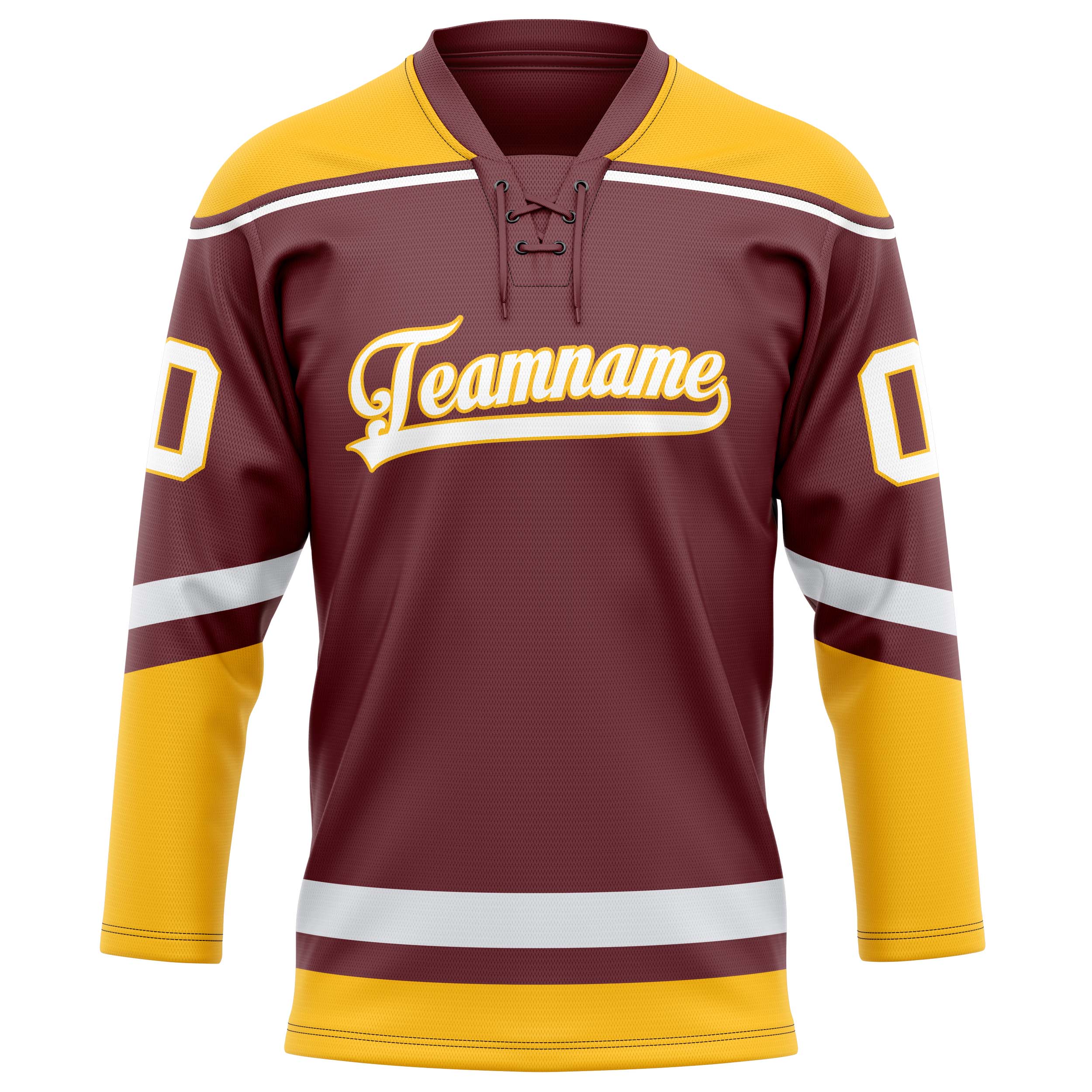 Maillot de hockey personnalisé marron et or uni