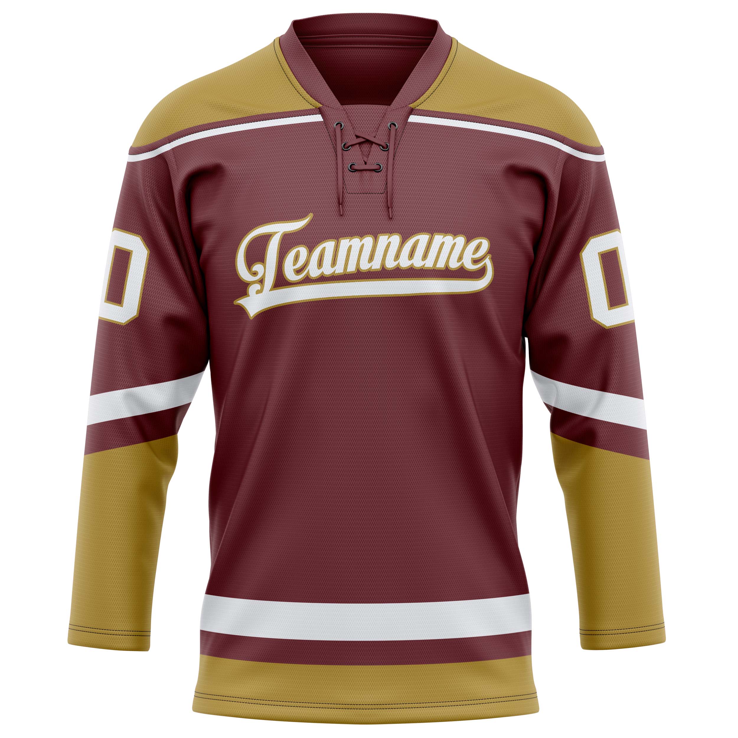 Maillot de hockey personnalisé marron et or uni