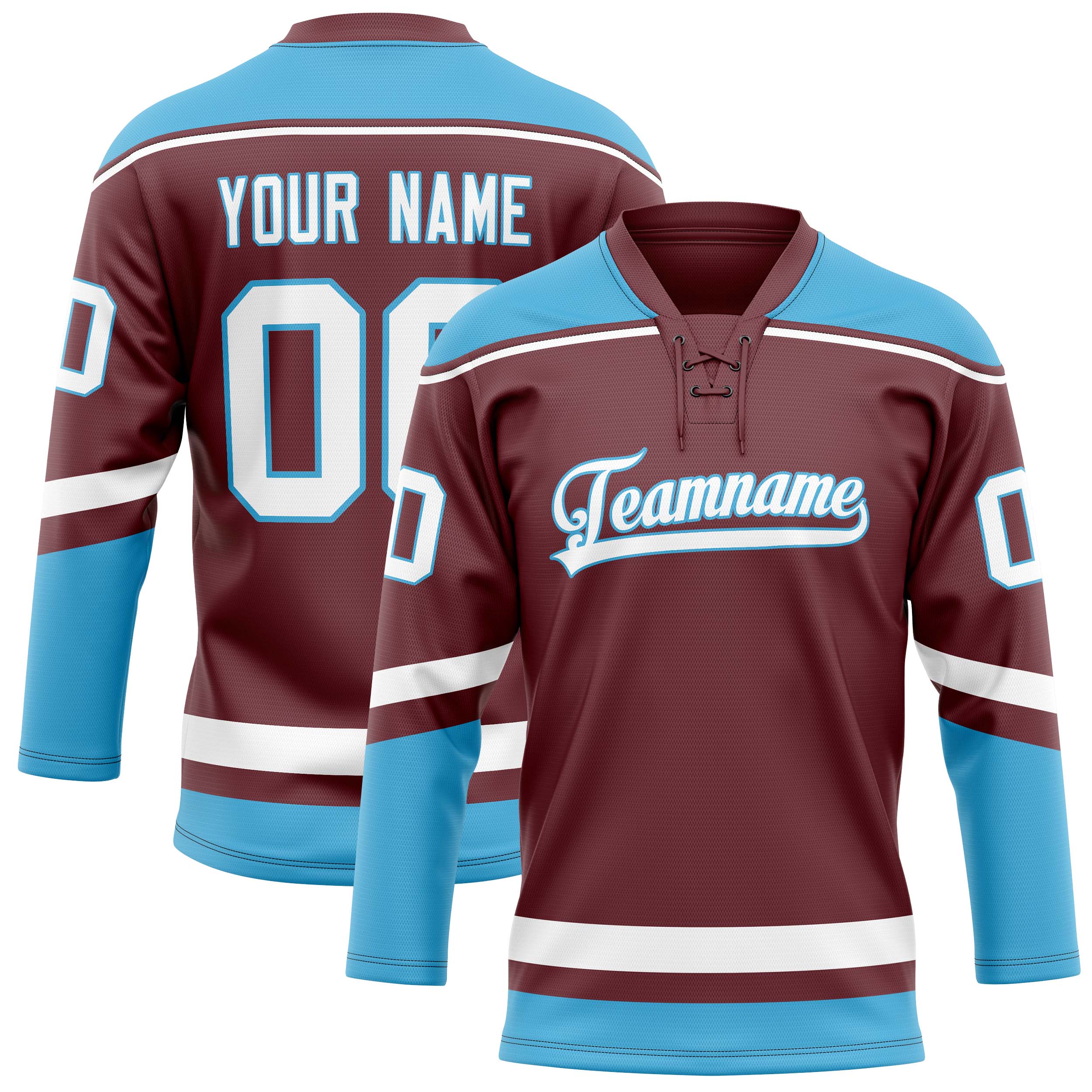 Maillot de hockey personnalisé marron et bleu uni