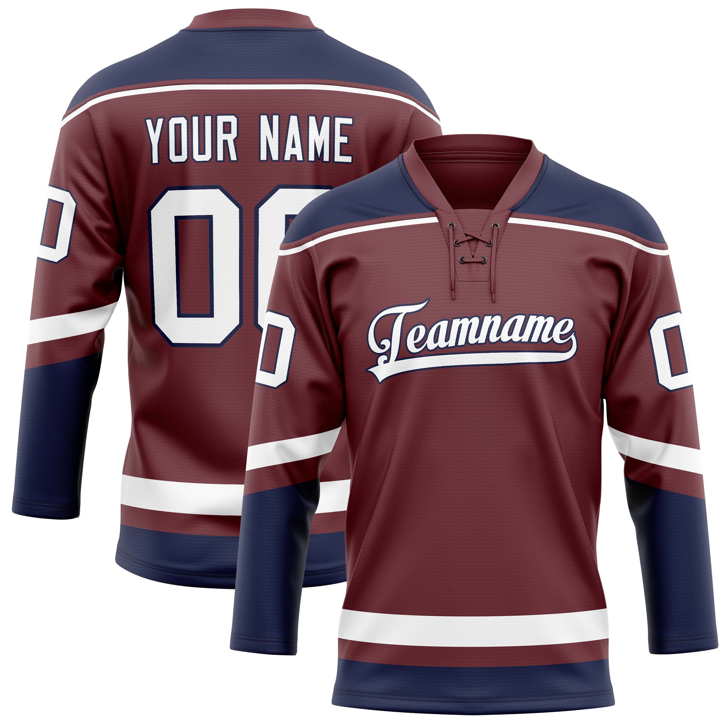 Maillot de hockey personnalisé marron marine uni