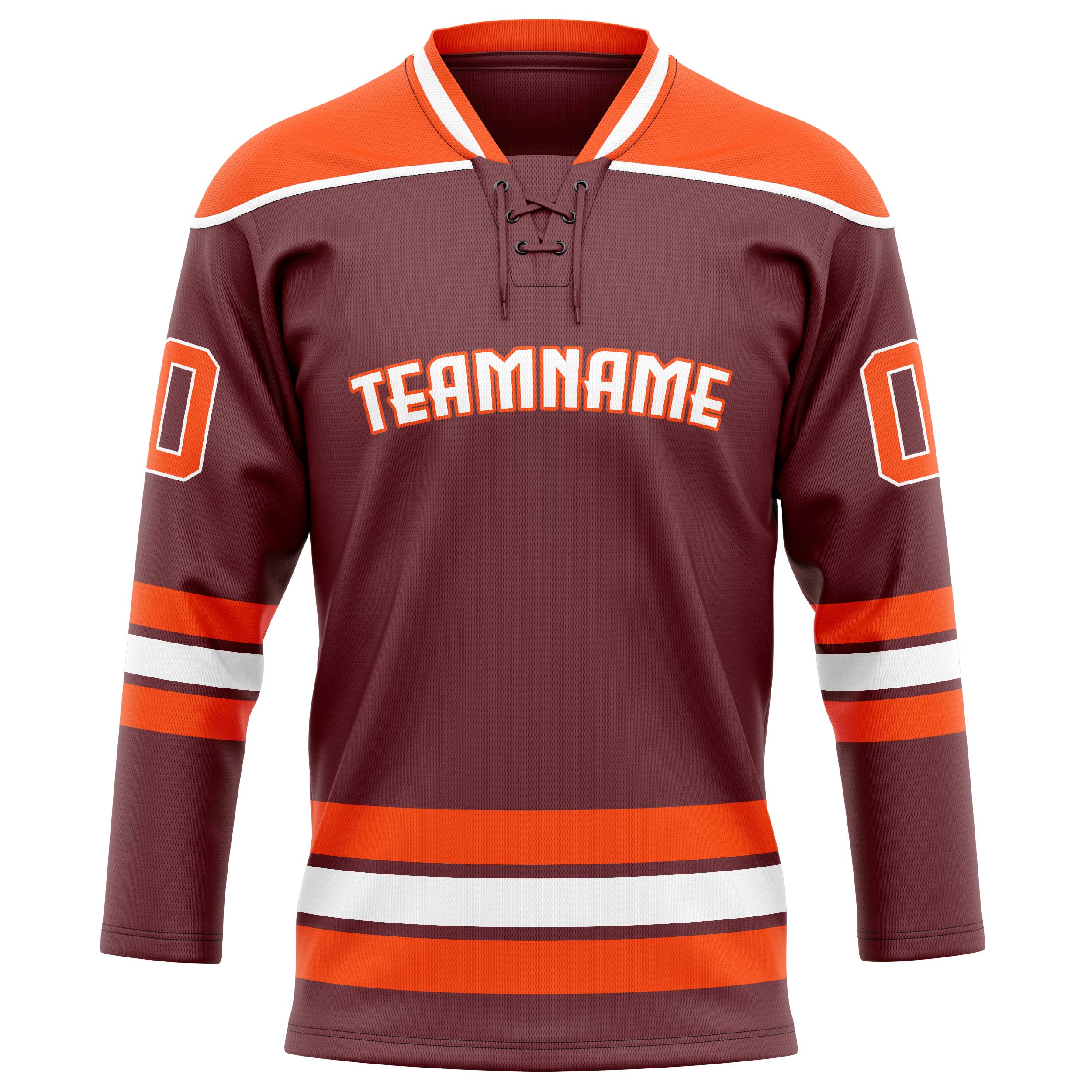 Maillot de hockey personnalisé marron et orange uni