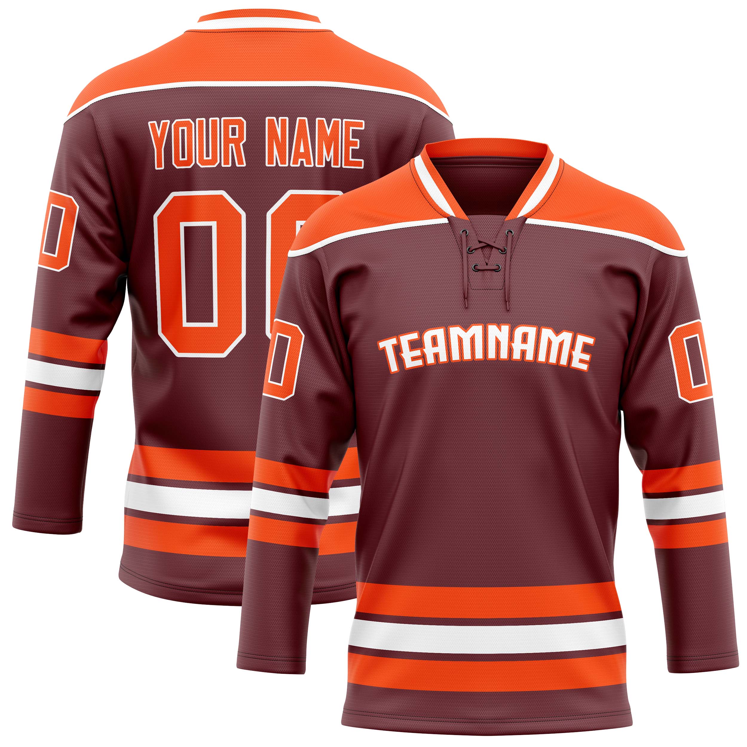 Maillot de hockey personnalisé marron et orange uni