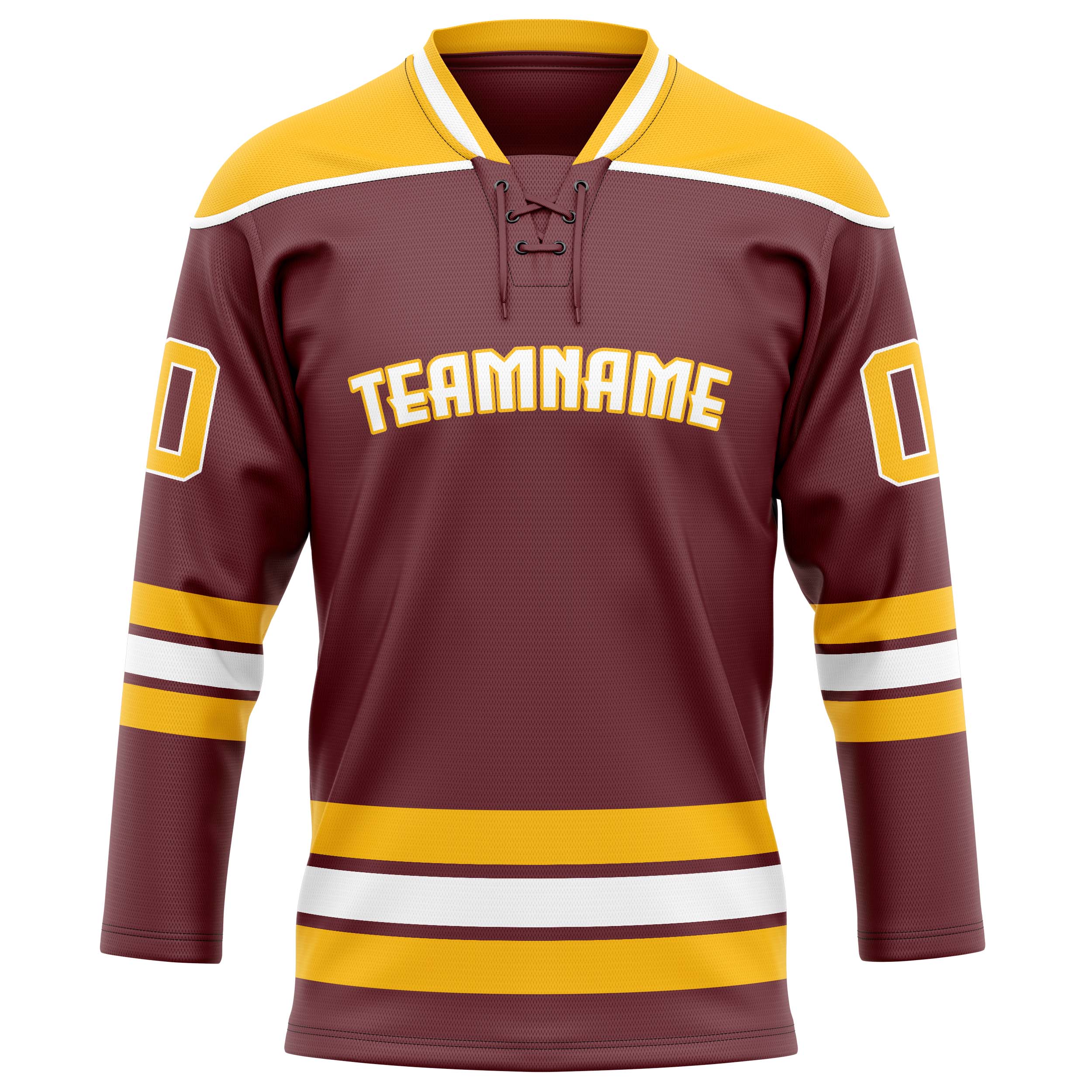 Maillot de hockey personnalisé marron et or uni